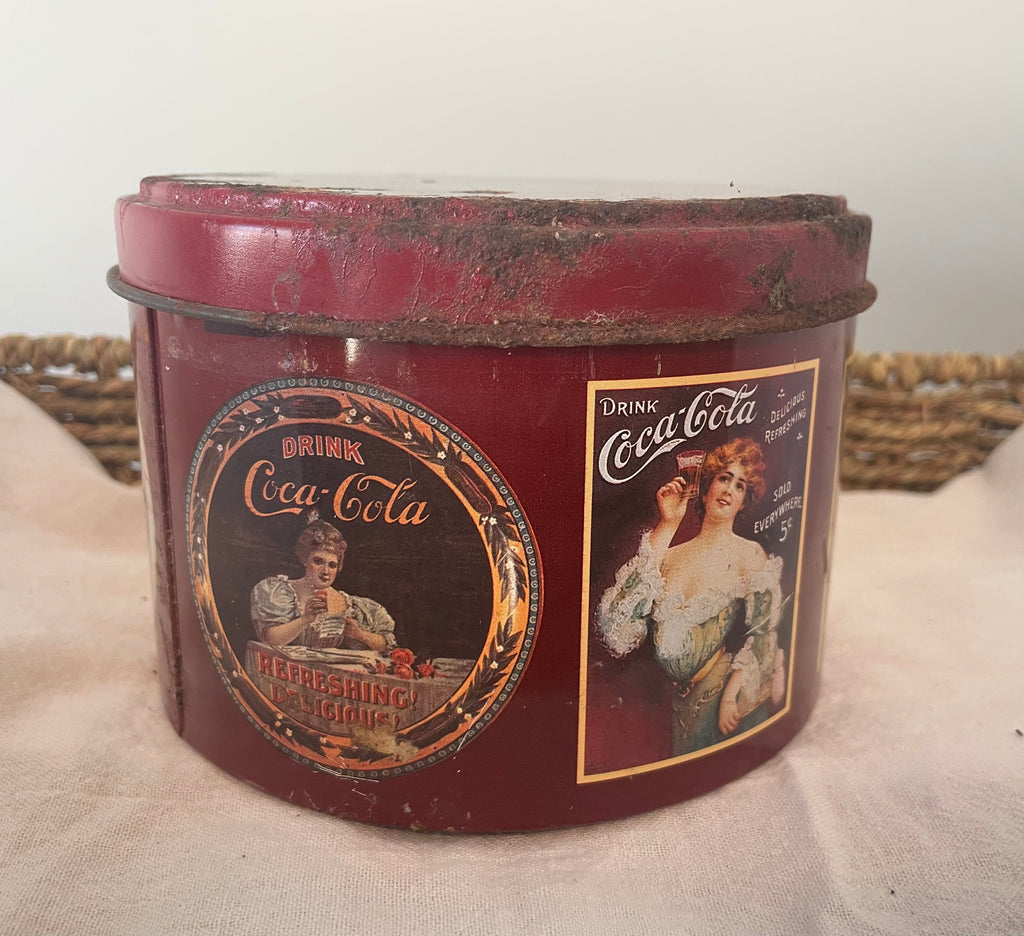 Mid 1980s Coca-Cola decorative round tin