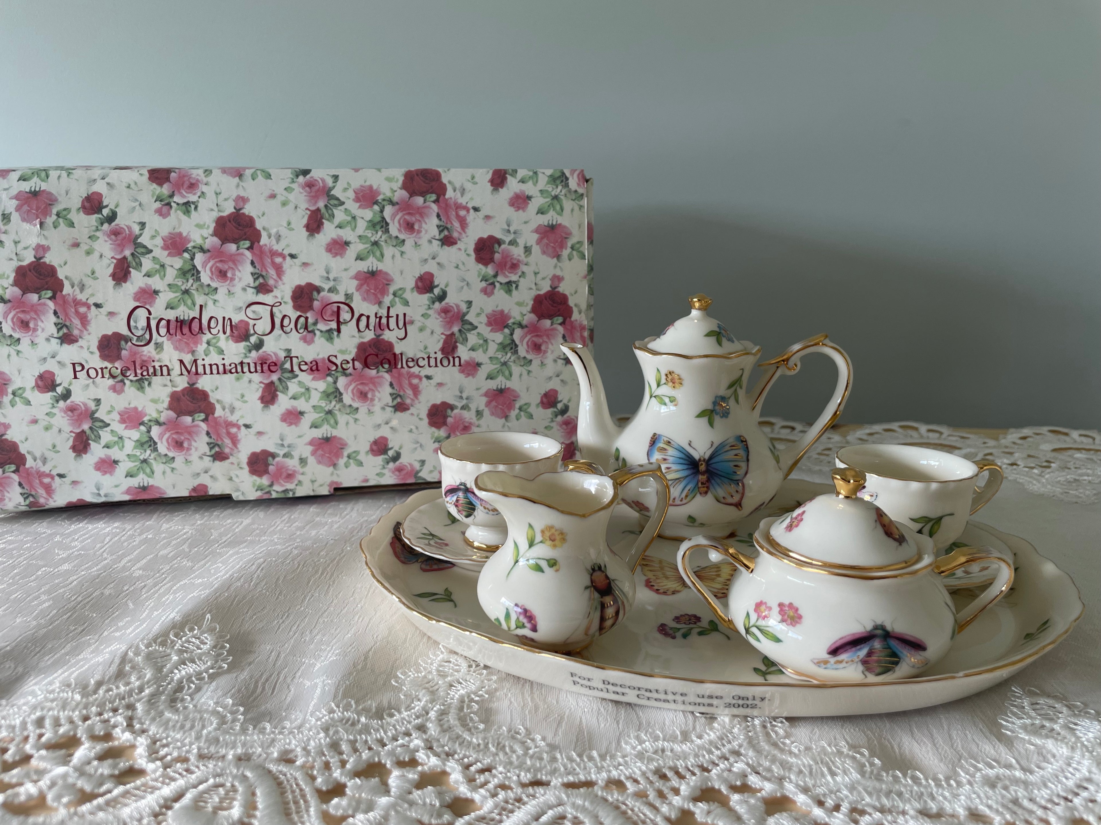 Adorable "Garden Tea Party" porcelain miniature tea set