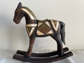 Vintage hand carved wood rocking horse
