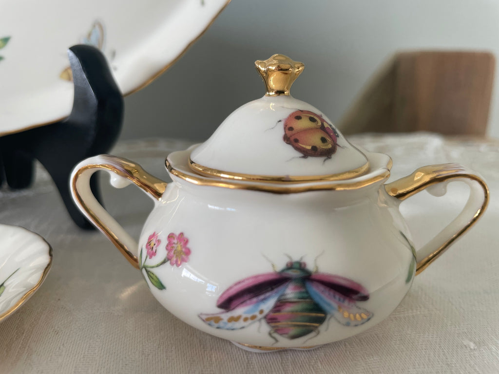 Adorable "Garden Tea Party" porcelain miniature tea set