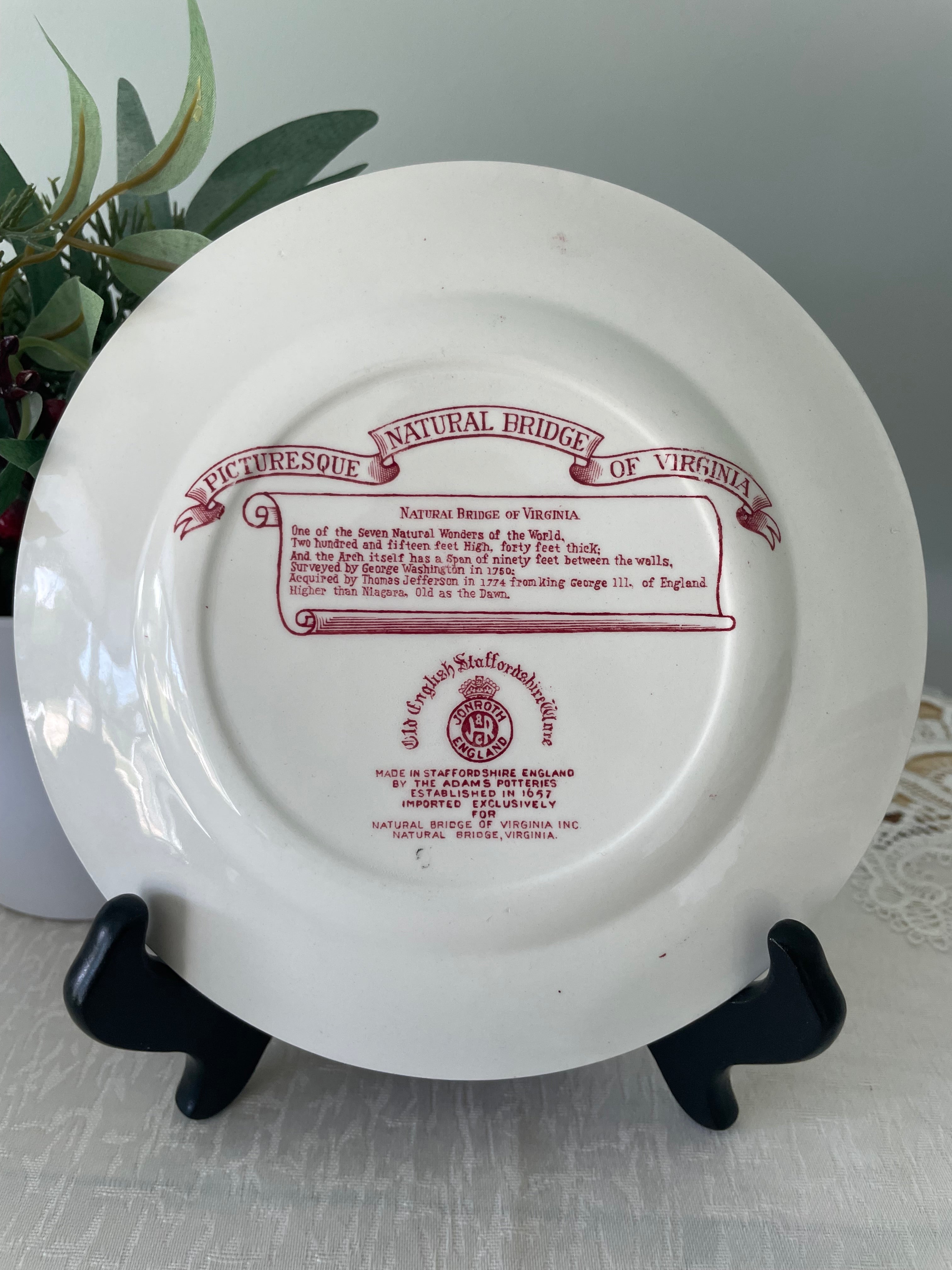 Natural Bridge of Virginia souvenir plate