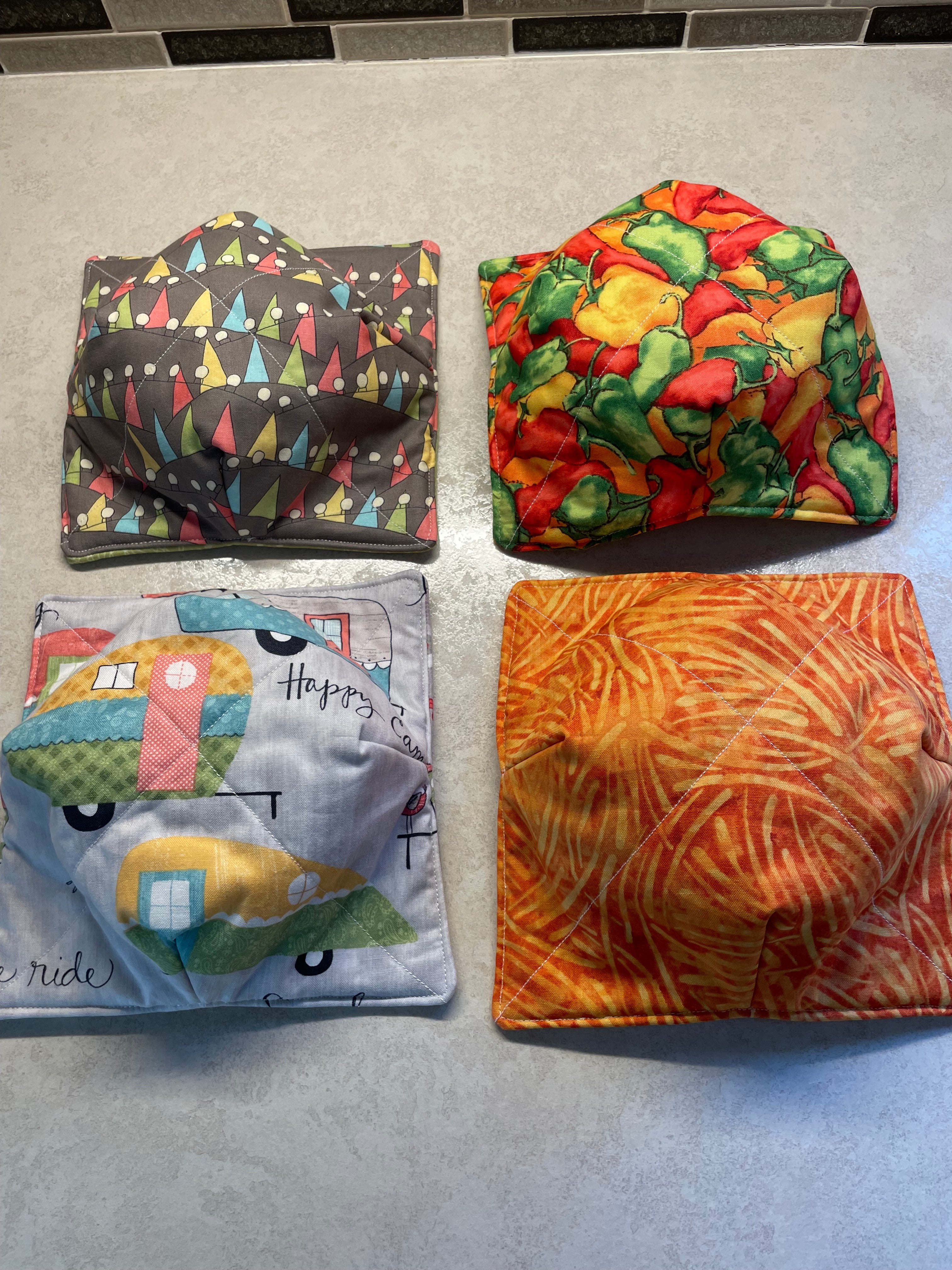 Handmade fabric bowl cozy - Set of 4