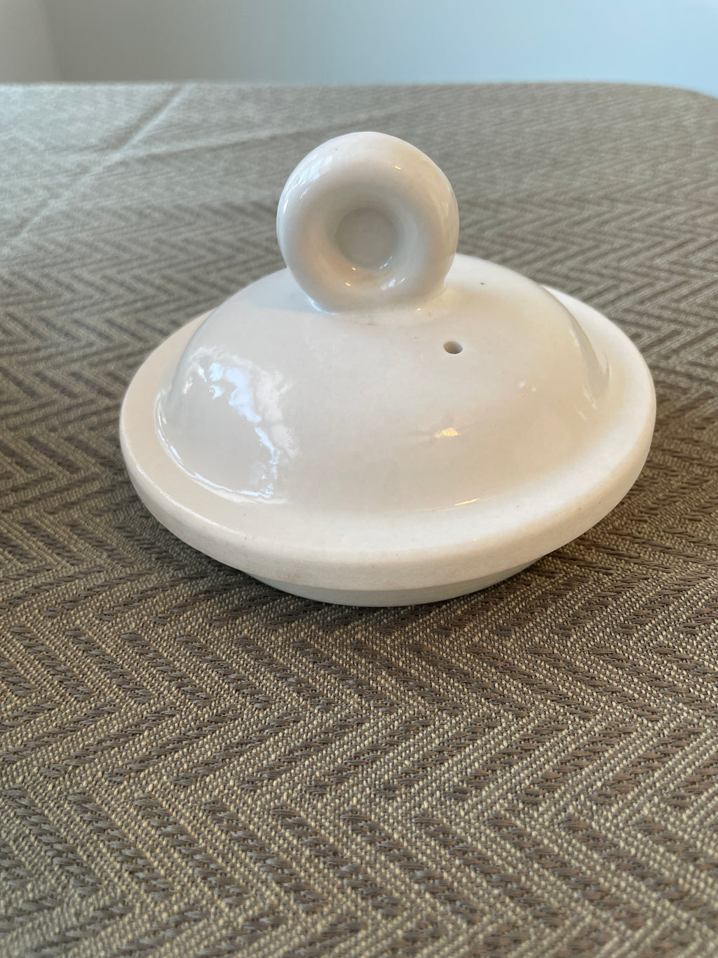 Vintage Porcelier vitreous teapot with embossed Hearth pattern