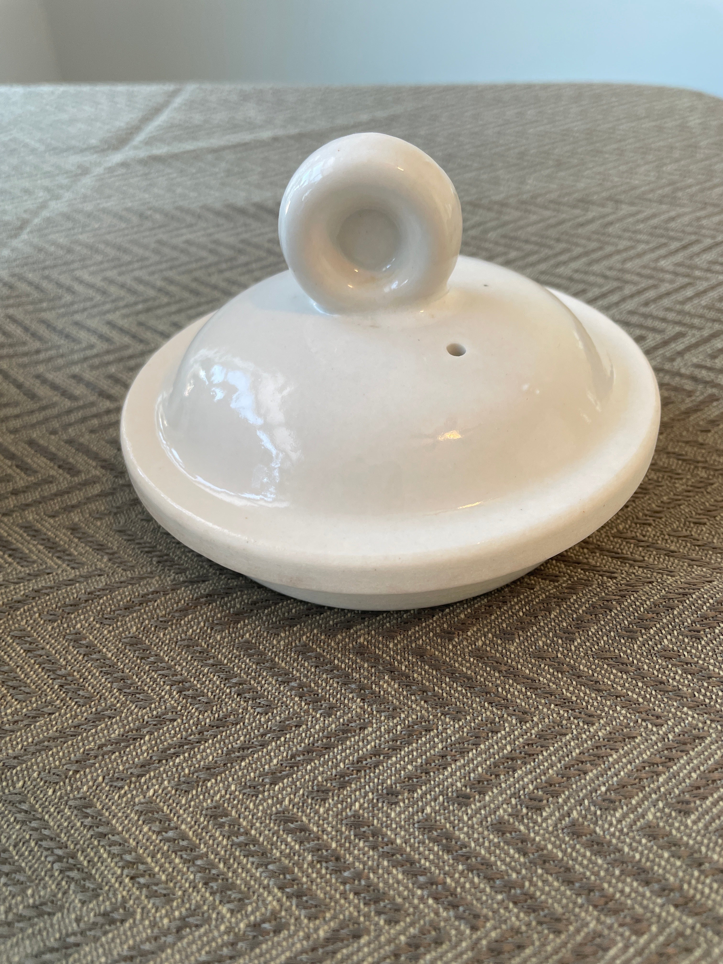 Vintage Porcelier vitreous teapot with embossed Hearth pattern