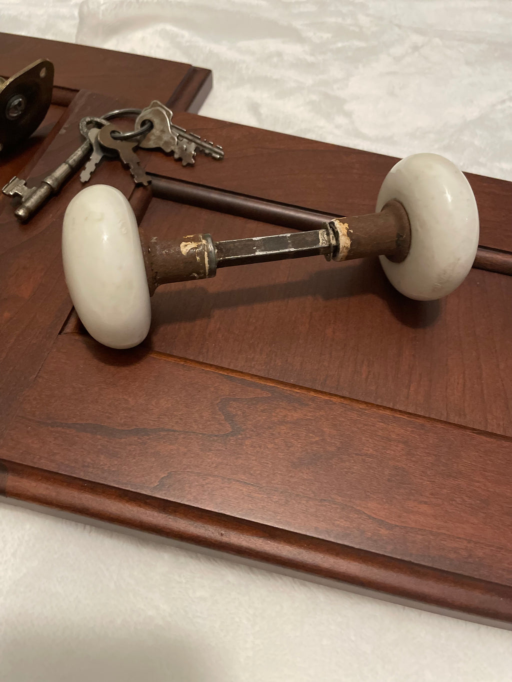Victorian-era door knobs & wall hook