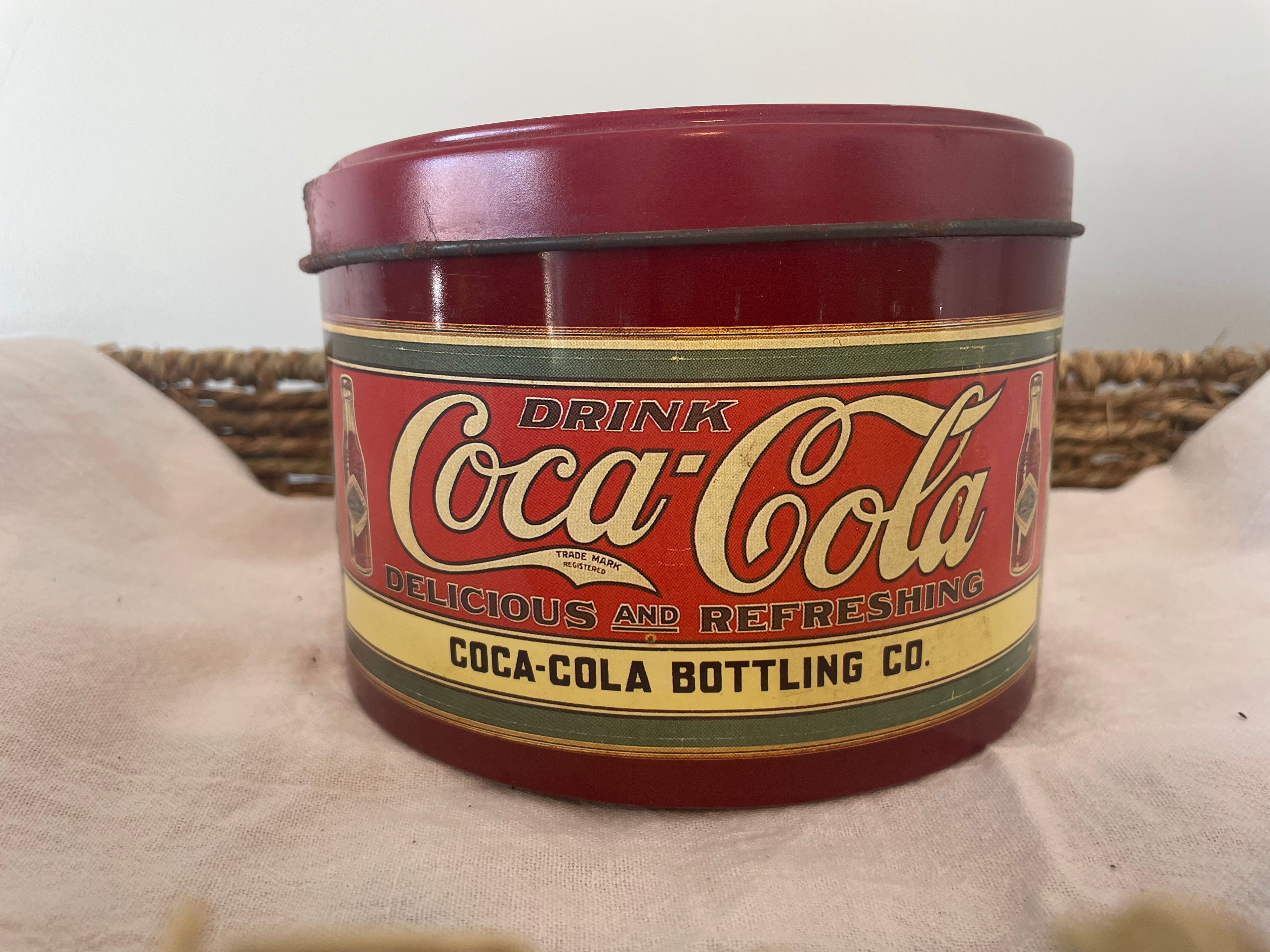 Mid 1980s Coca-Cola decorative round tin