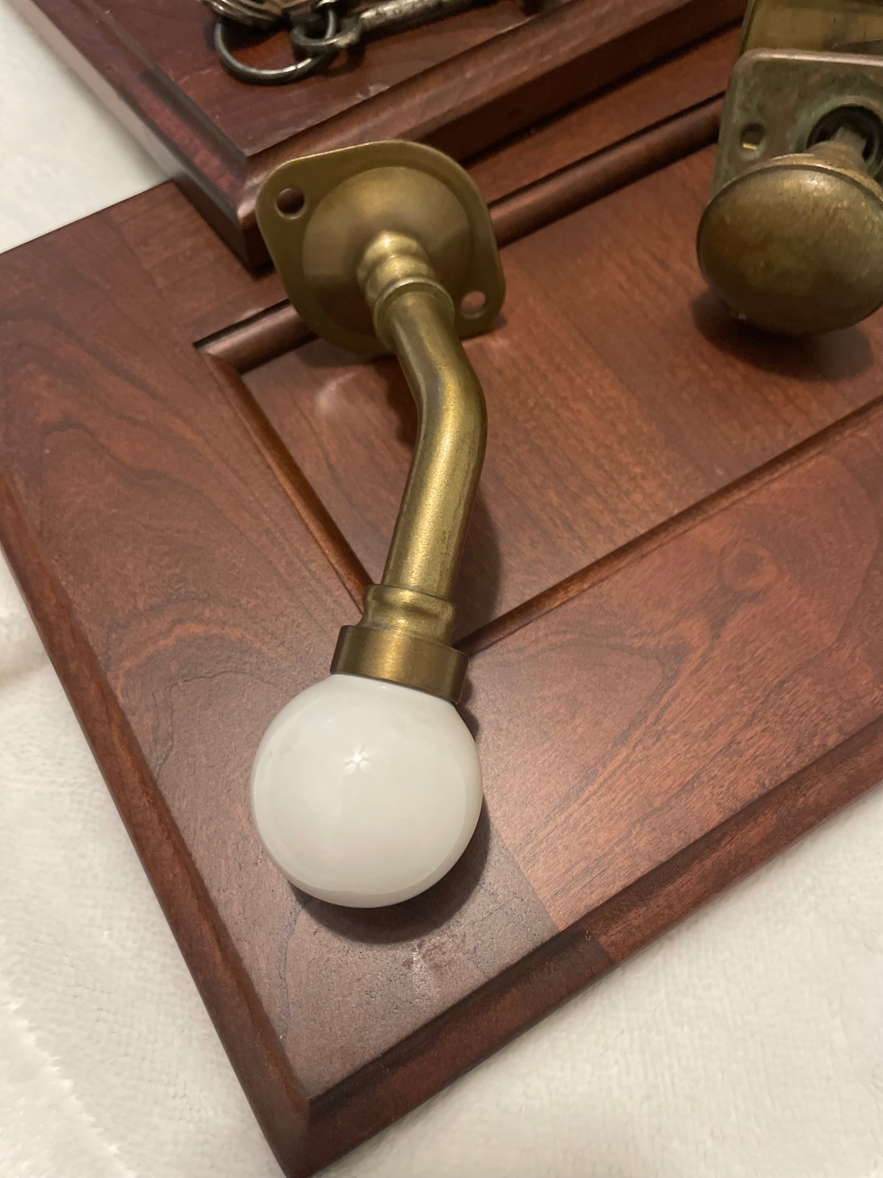 Victorian-era door knobs & wall hook