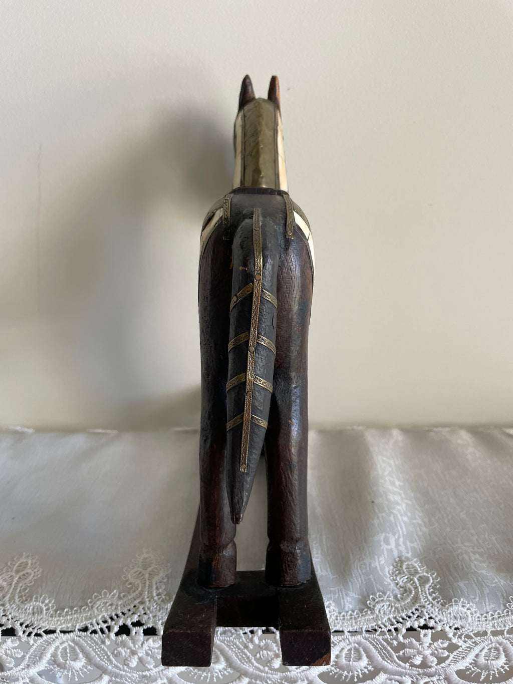 Vintage hand carved wood rocking horse