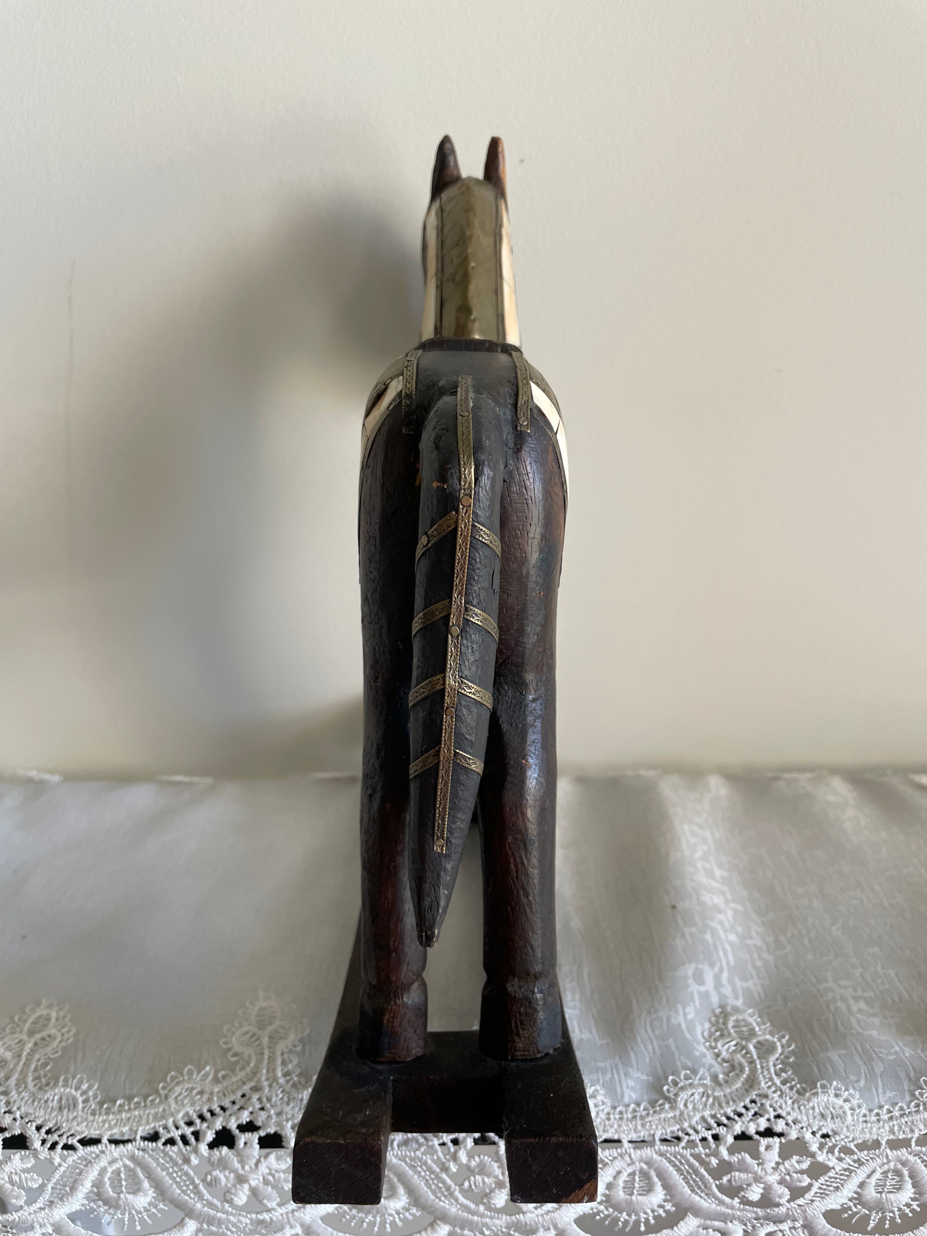 Vintage hand carved wood rocking horse