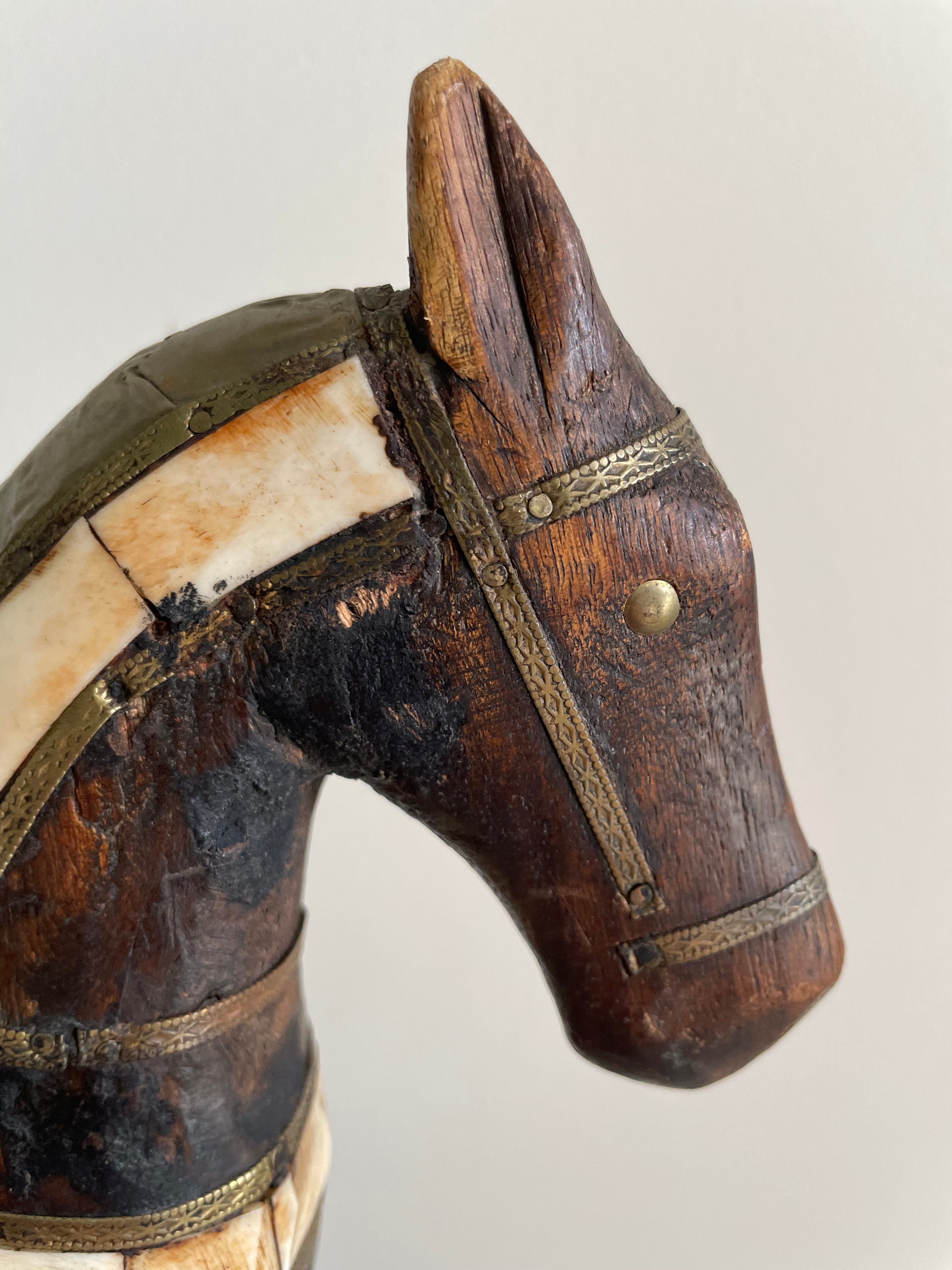 Vintage hand carved wood rocking horse
