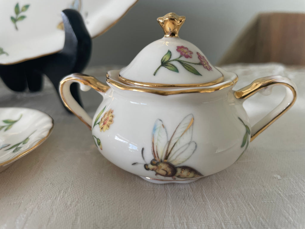 Adorable "Garden Tea Party" porcelain miniature tea set