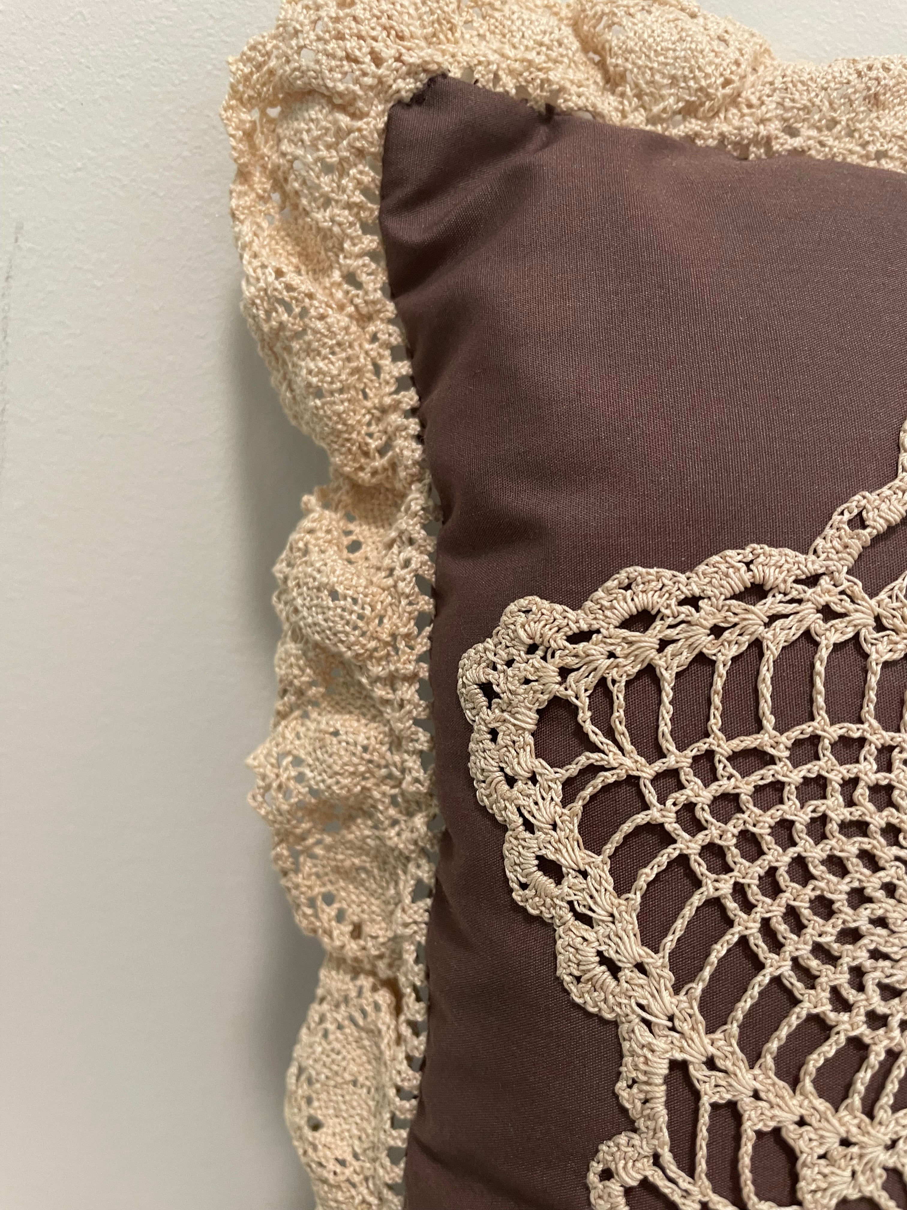 Decorative 12" square brown throw pillow