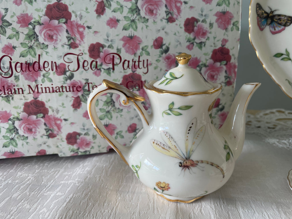 Adorable "Garden Tea Party" porcelain miniature tea set