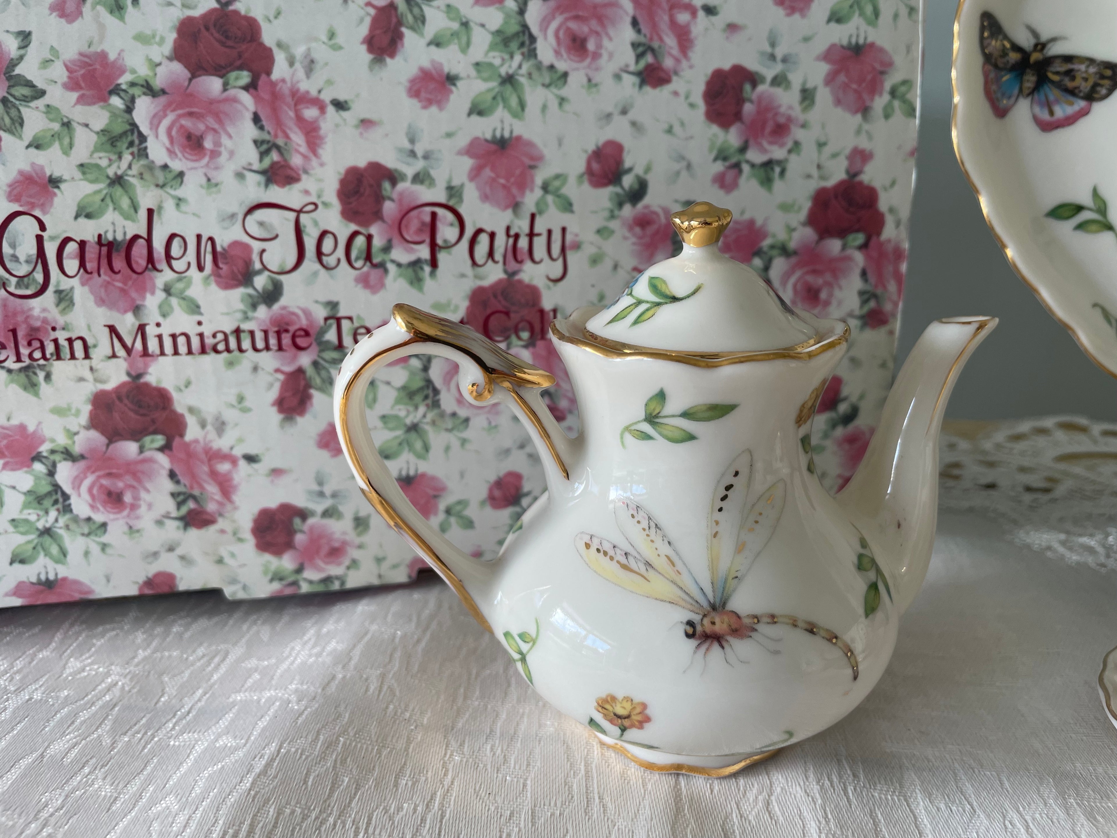 Adorable "Garden Tea Party" porcelain miniature tea set