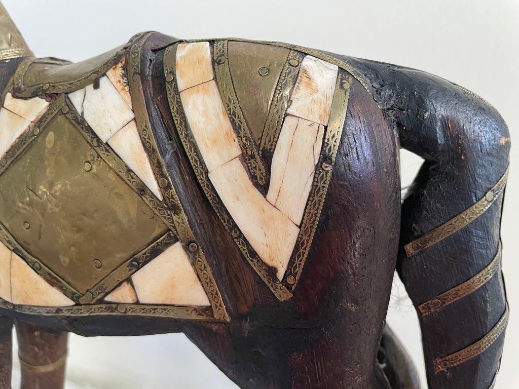 Vintage hand carved wood rocking horse