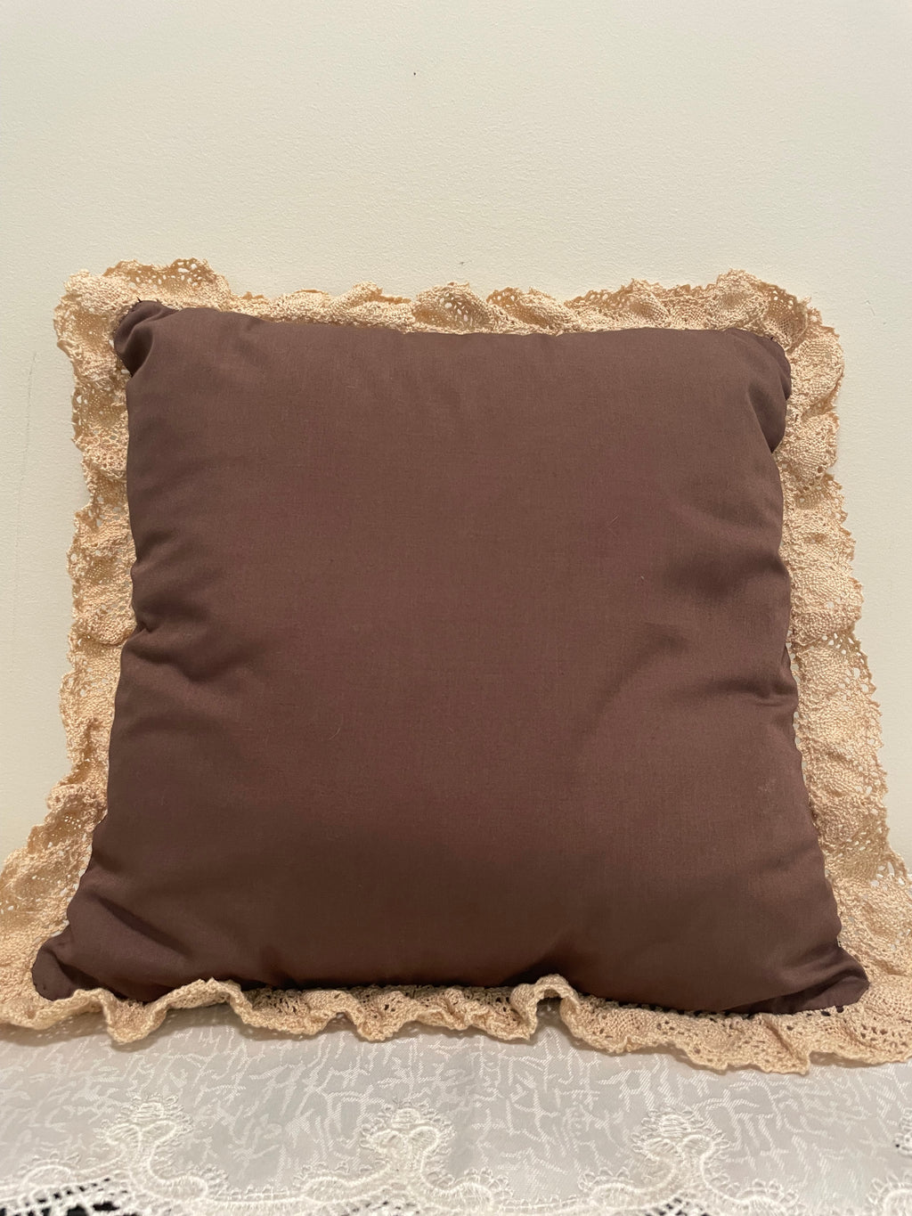 Decorative 12" square brown throw pillow