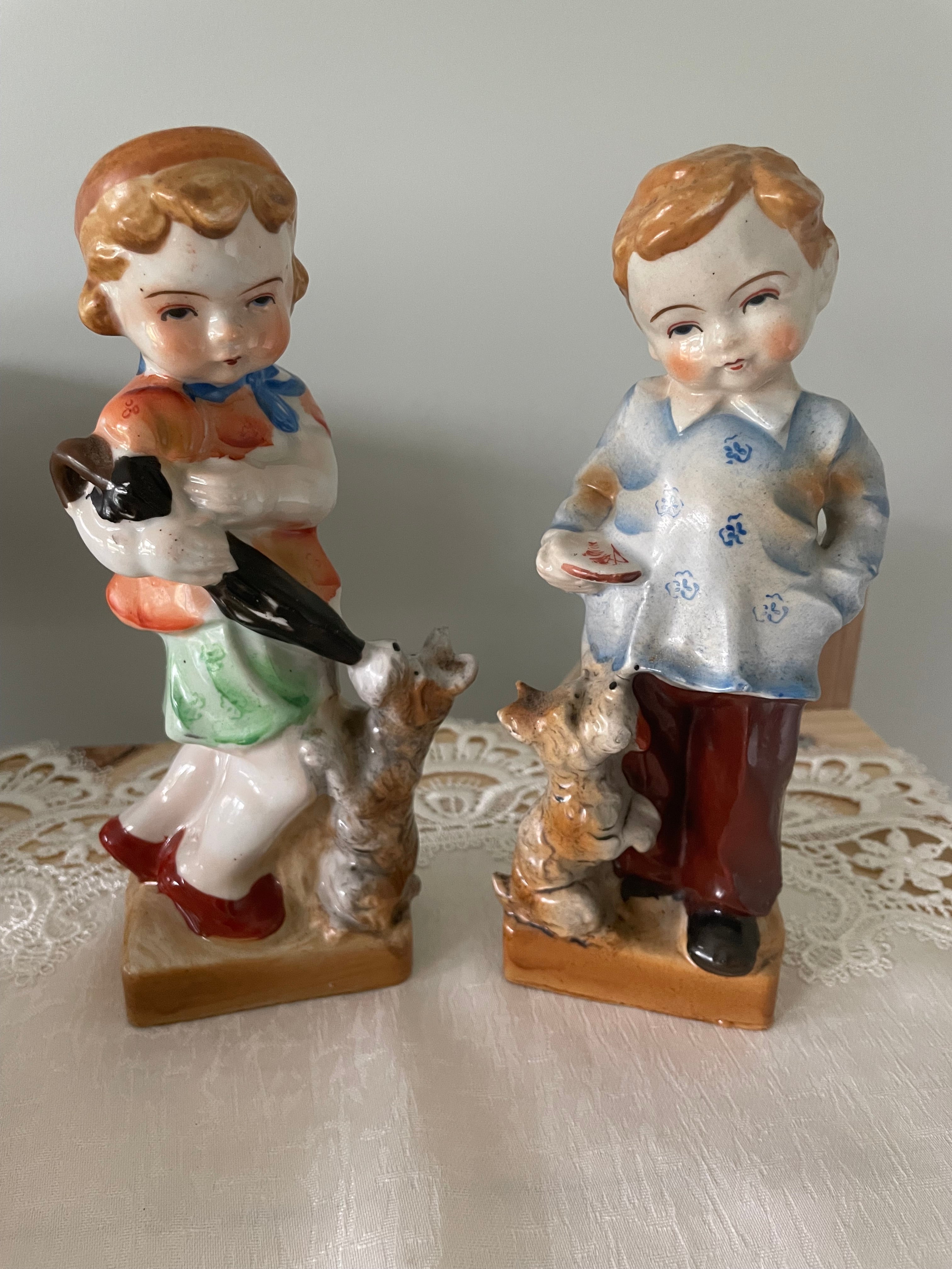 Vintage Japan hand painted boy and girl figurines