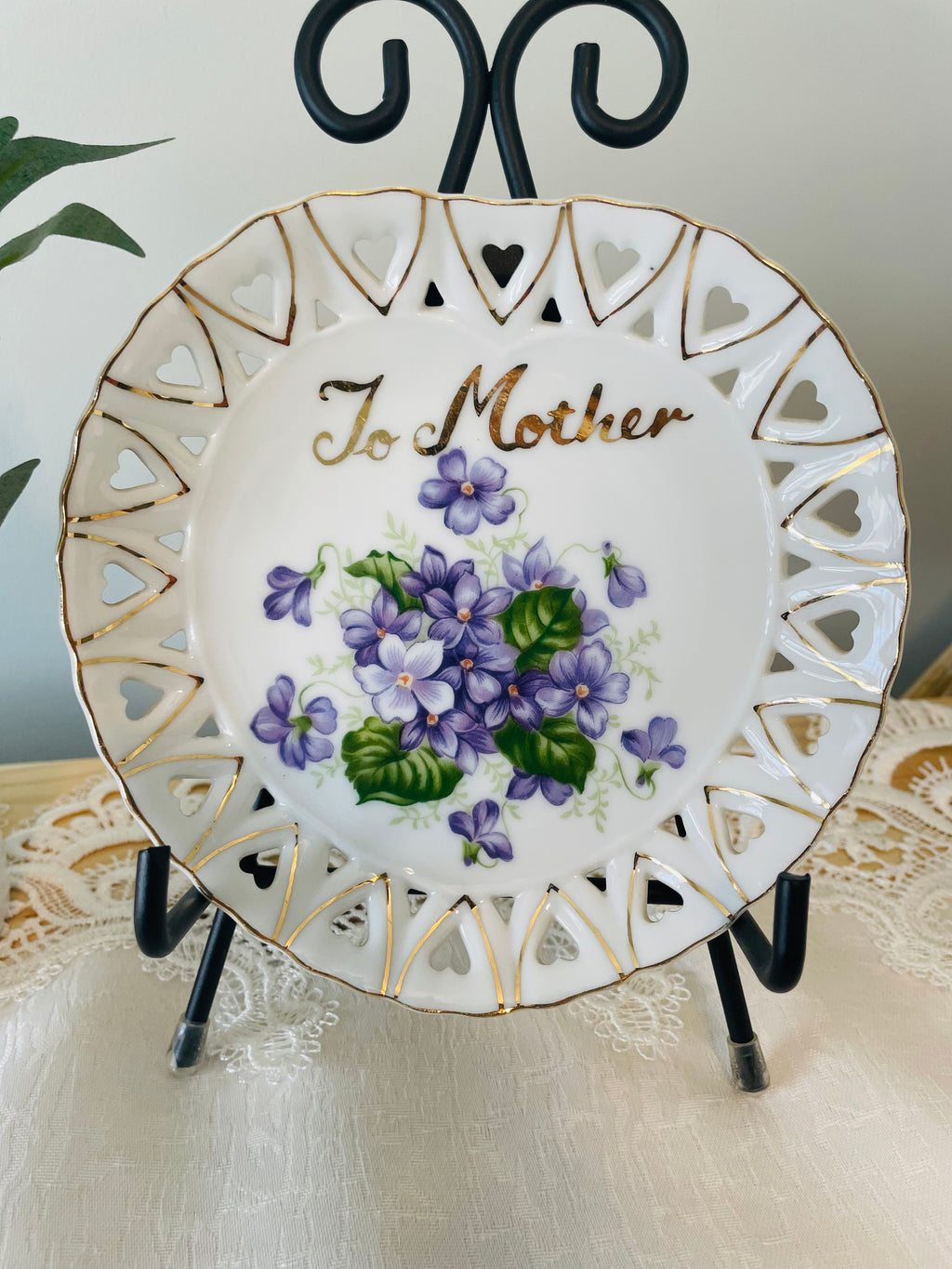 Vintage Lefton China “To Mother” hand painted plate
