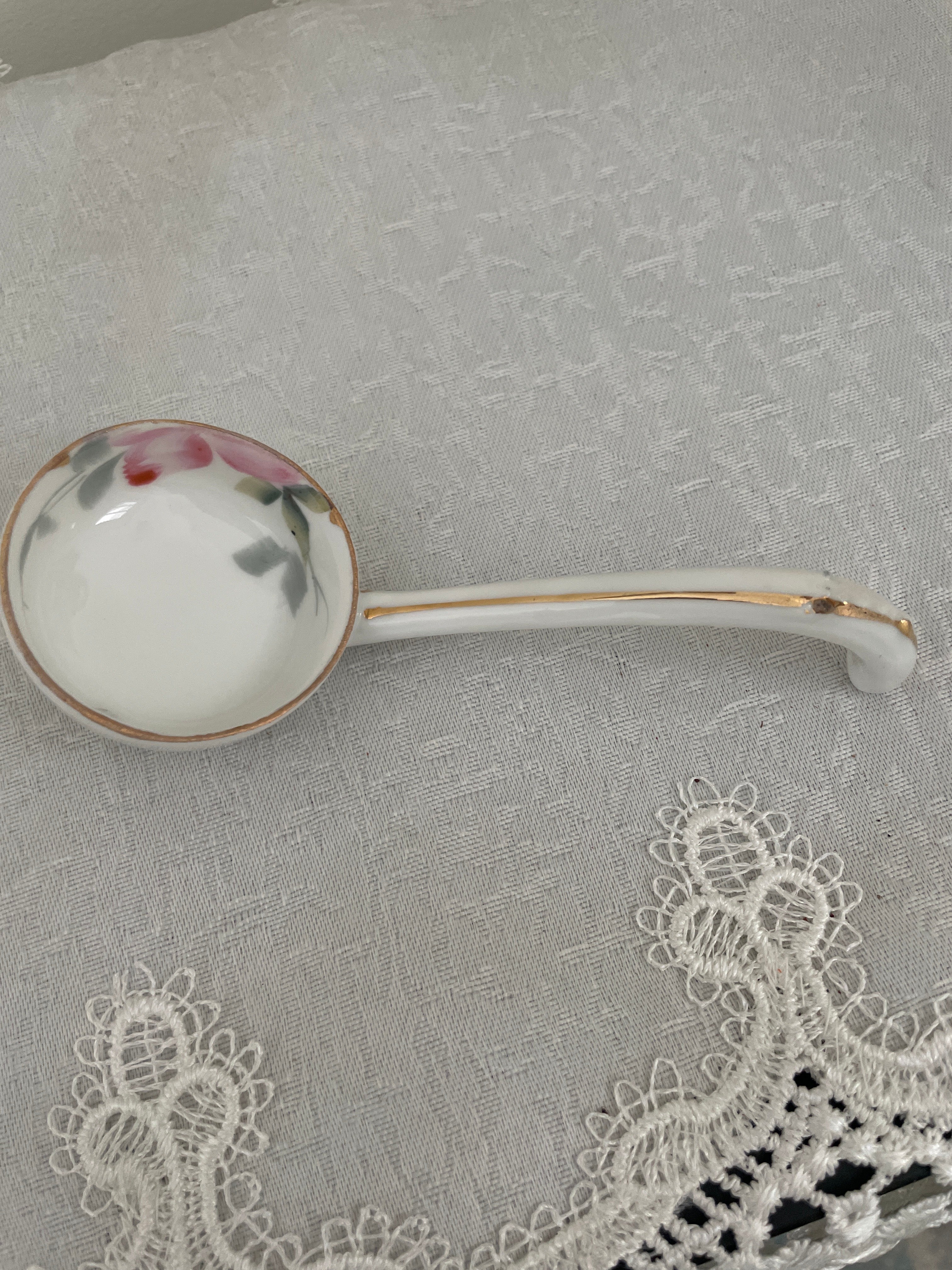 Vintage Noritake Azalea pattern mayo bowl with matching ladle and under plate