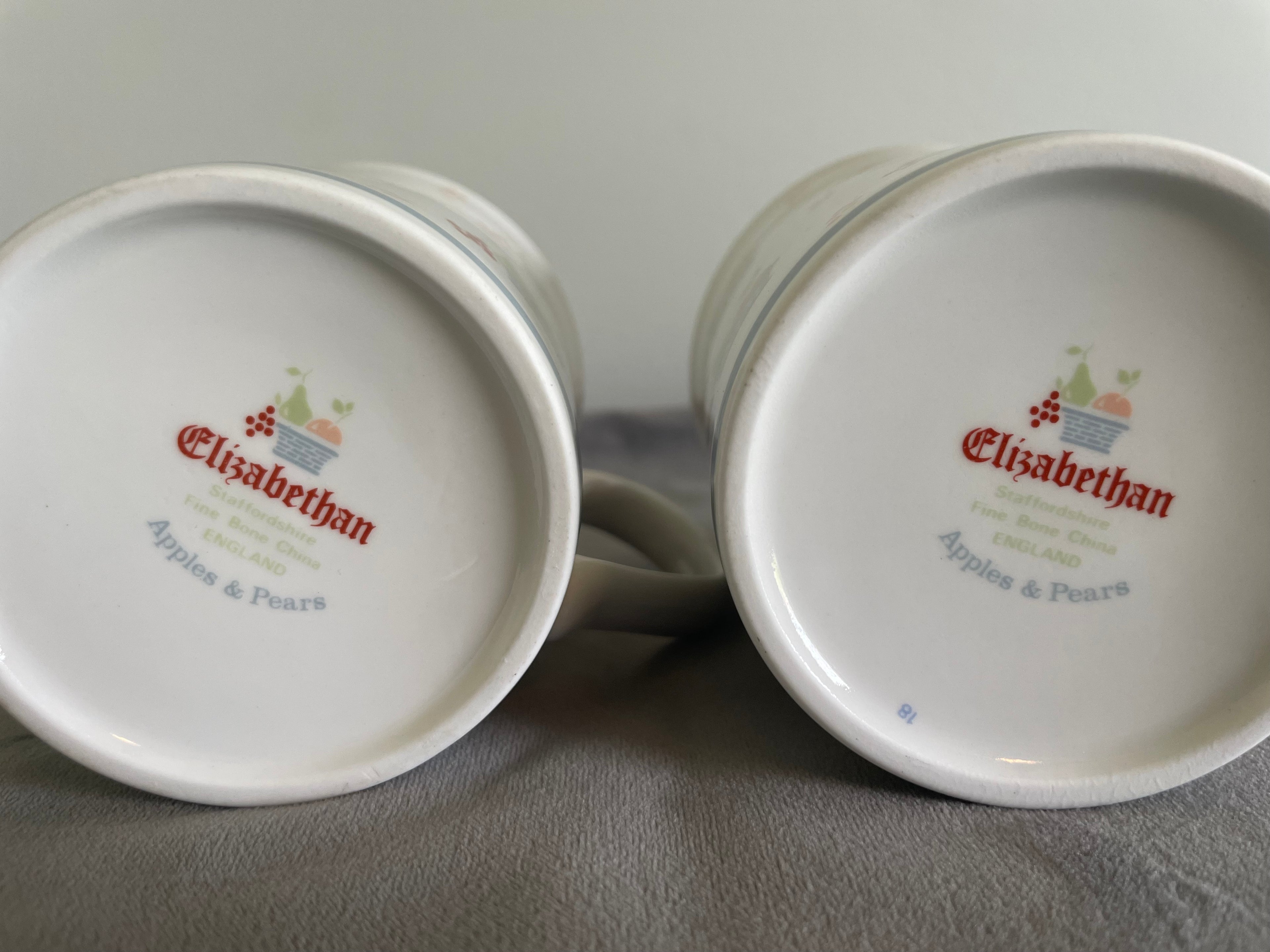 Elizabethan Staffordshire "Apples & Pears" mugs