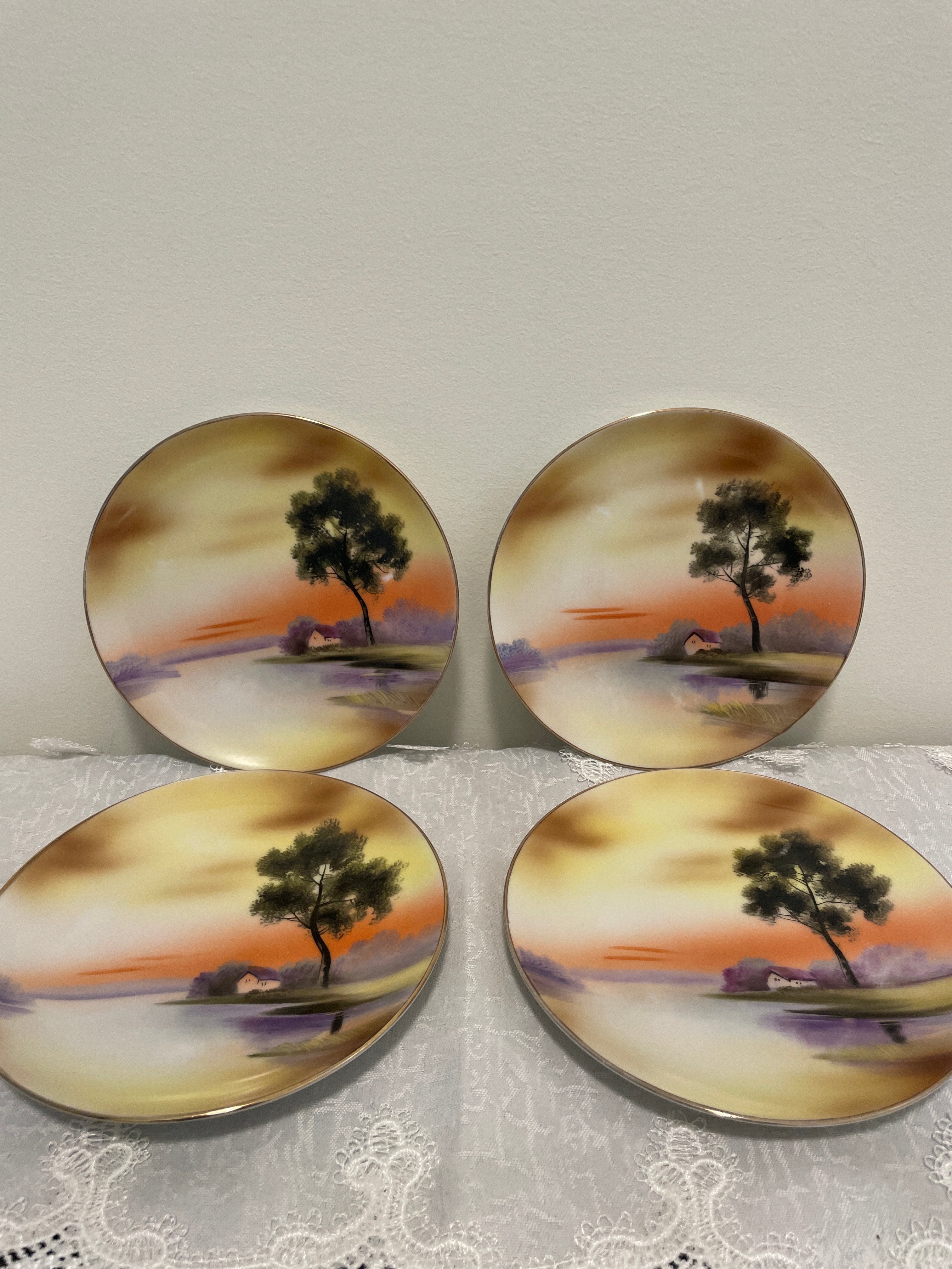 Vintage Noritake hand painted plates- Set of 4