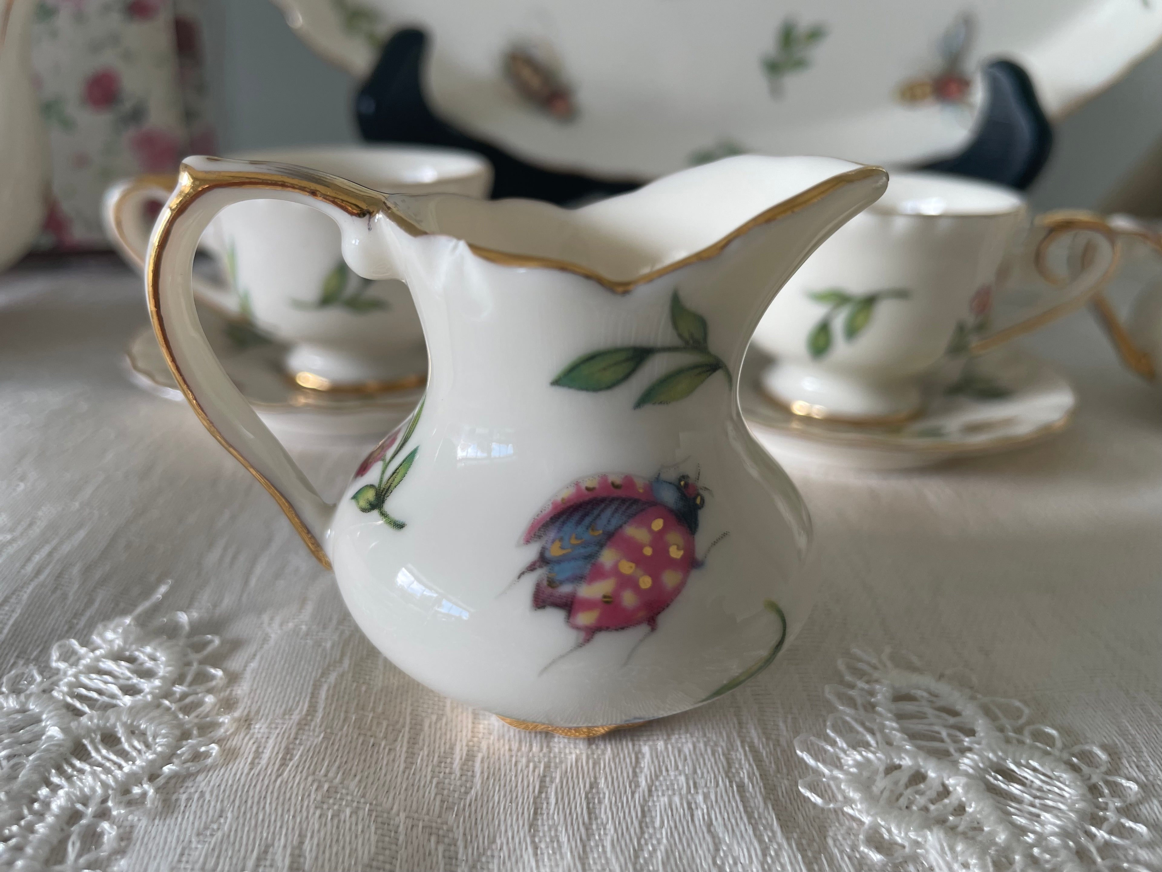 Adorable "Garden Tea Party" porcelain miniature tea set