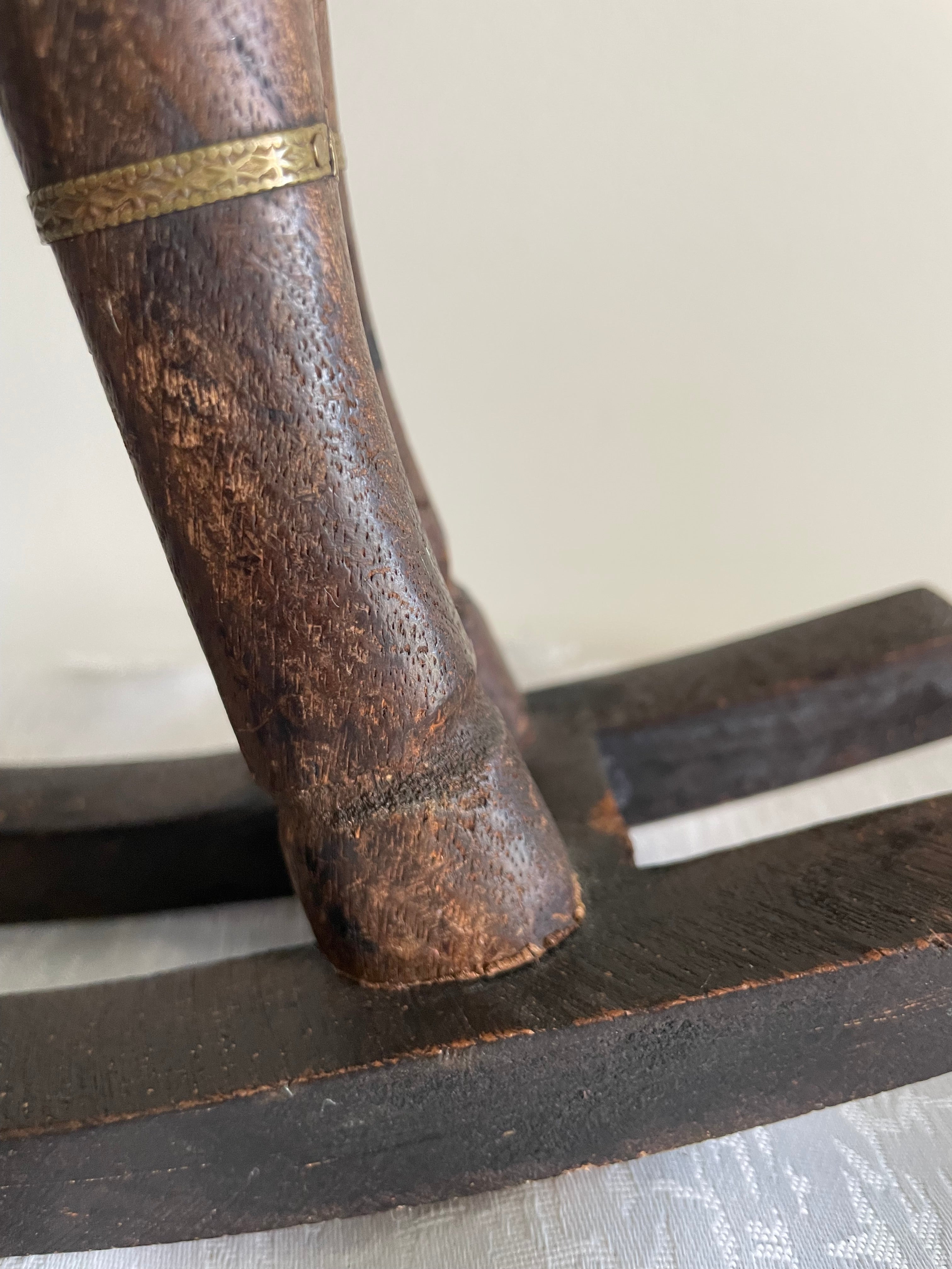 Vintage hand carved wood rocking horse