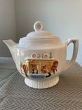 Vintage Porcelier vitreous teapot with embossed Hearth pattern