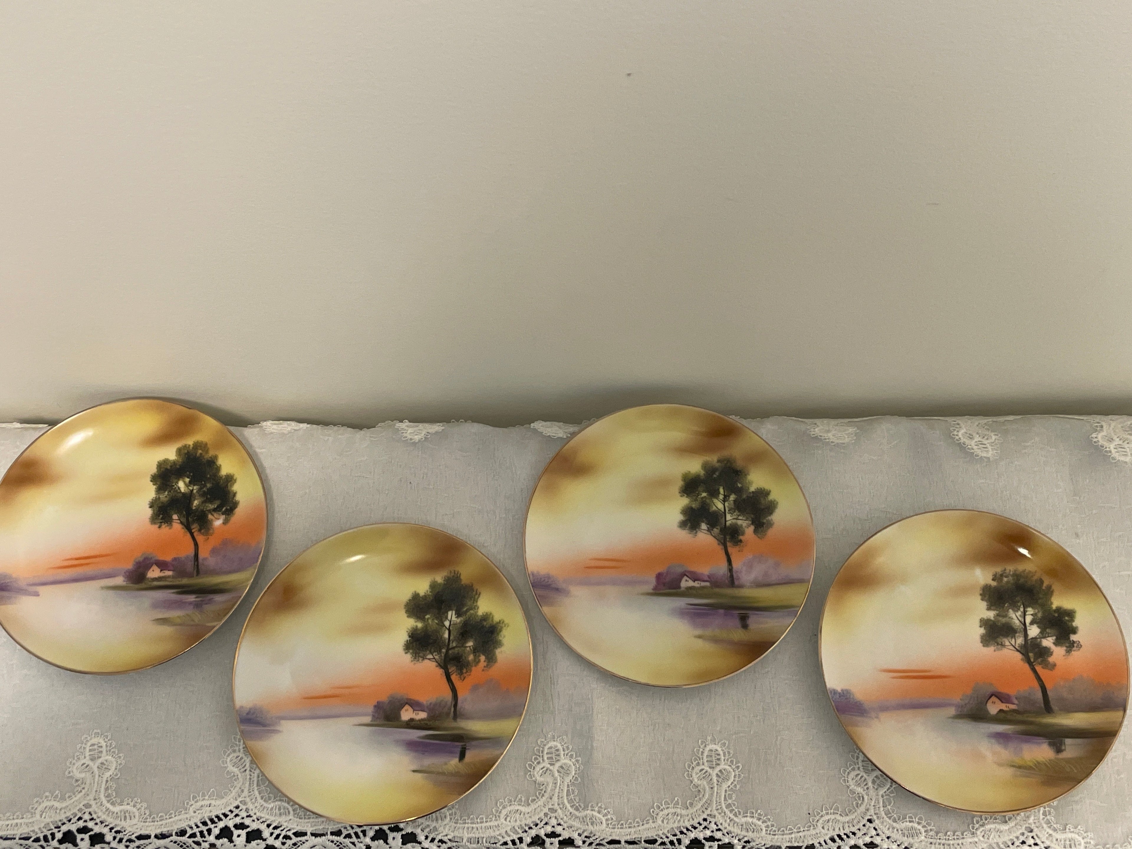 Vintage Noritake hand painted plates- Set of 4