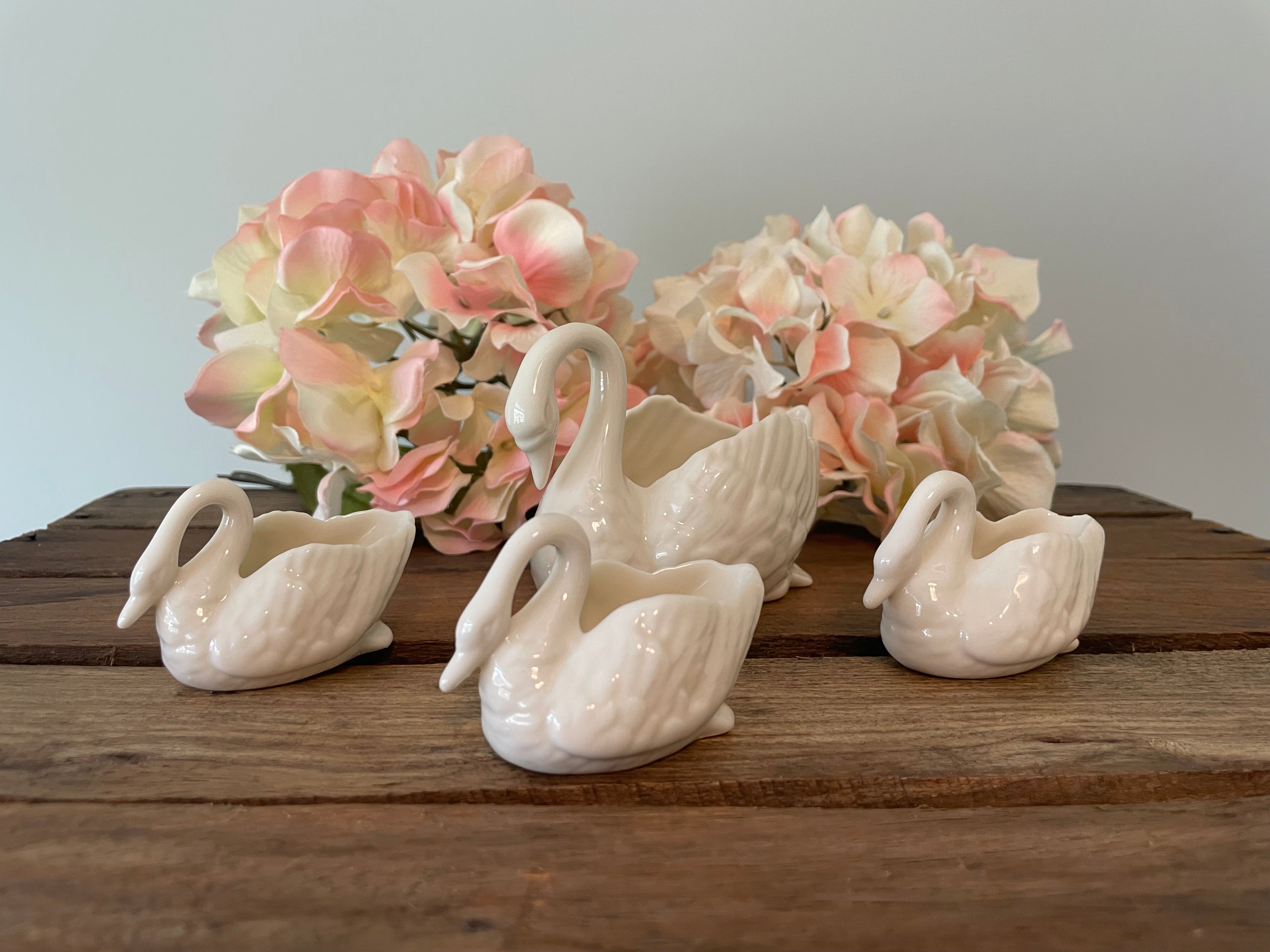 Vintage Lenox Ivory Swans porcelain dish