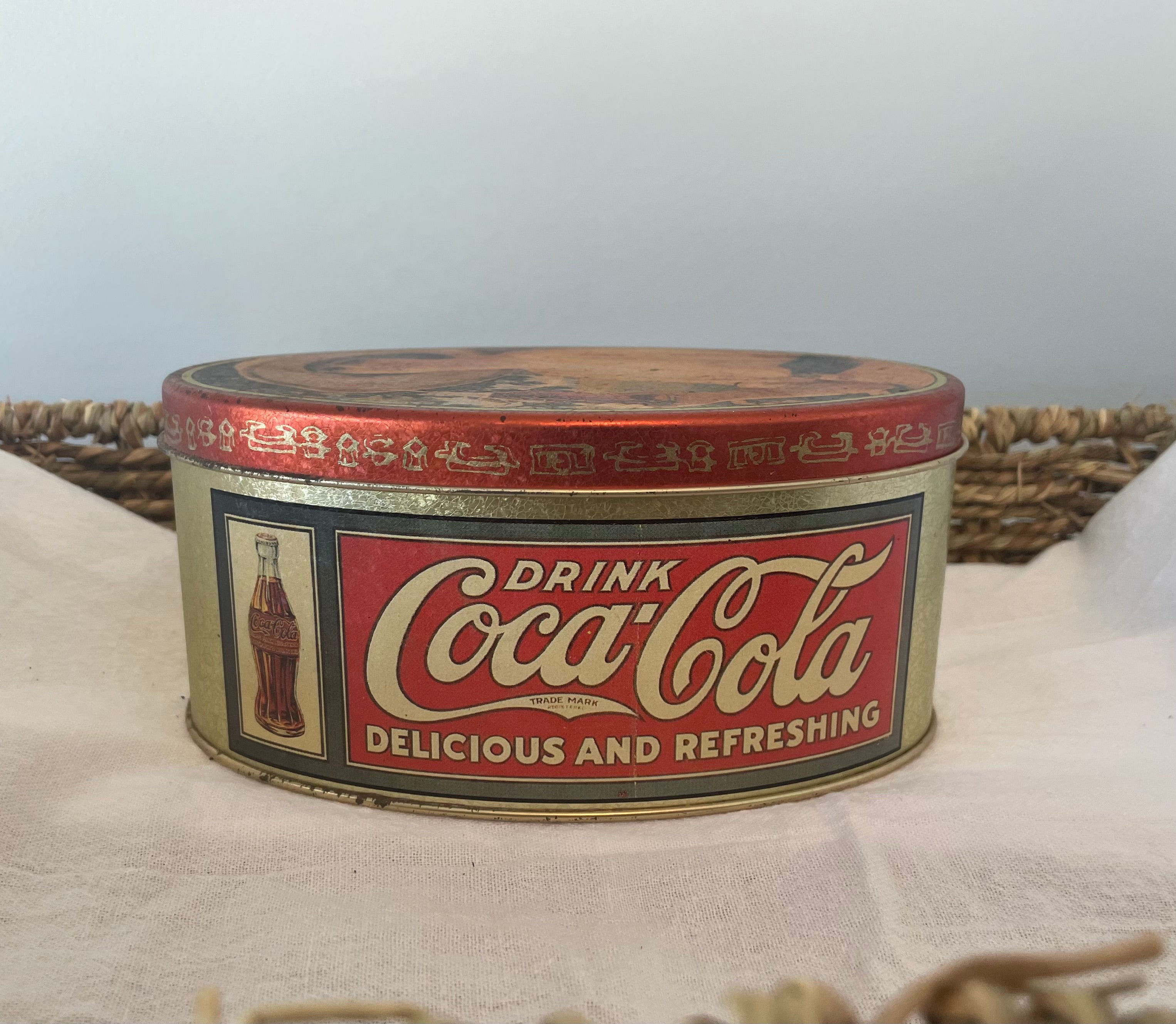 Mid 1990’s Coca-Cola oval gold tin