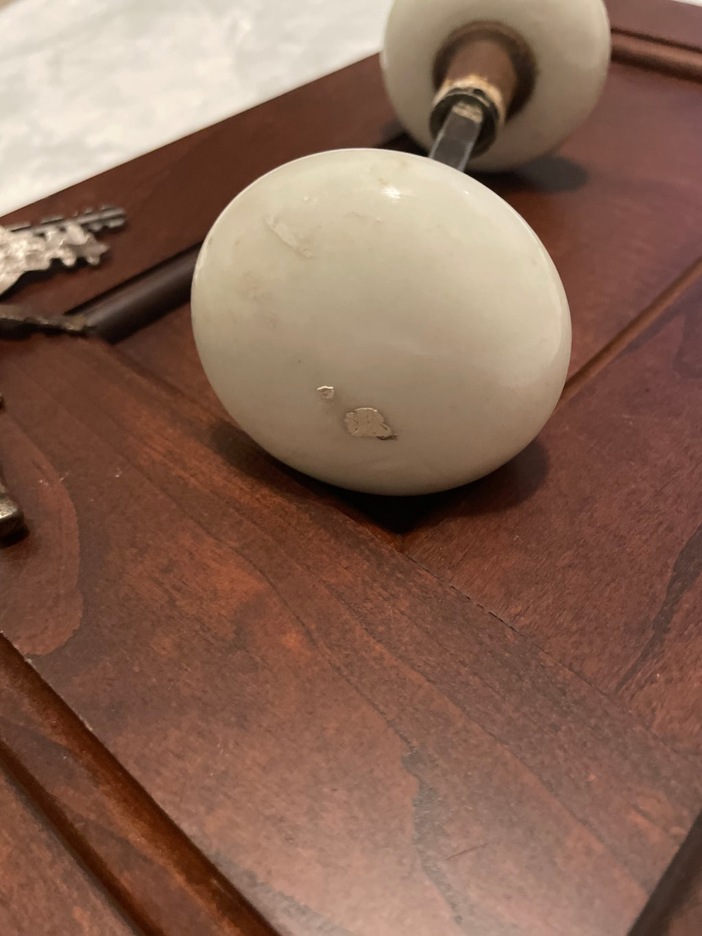 Victorian-era door knobs & wall hook