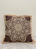 Decorative 12" square brown throw pillow