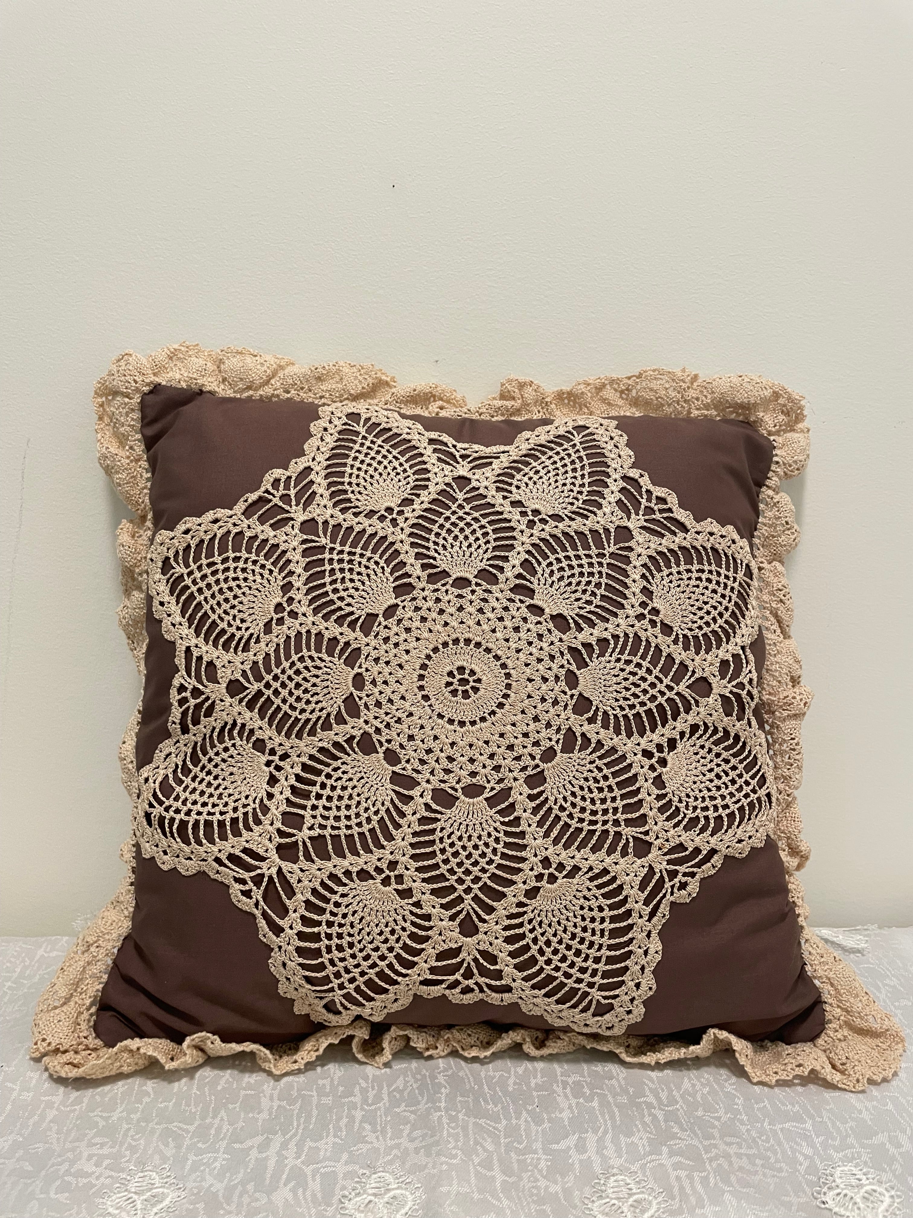 Decorative 12" square brown throw pillow