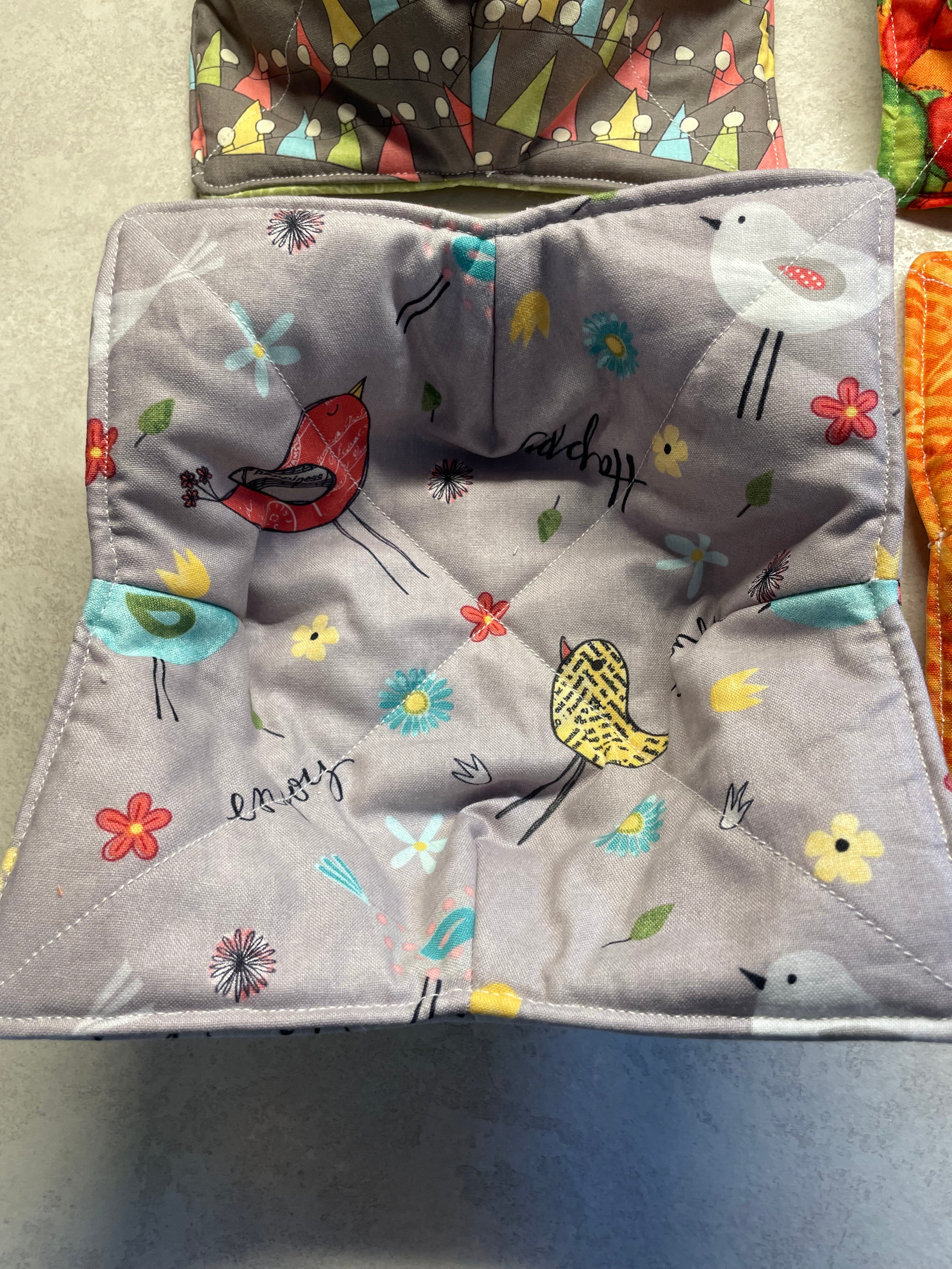 Handmade fabric bowl cozy - Set of 4