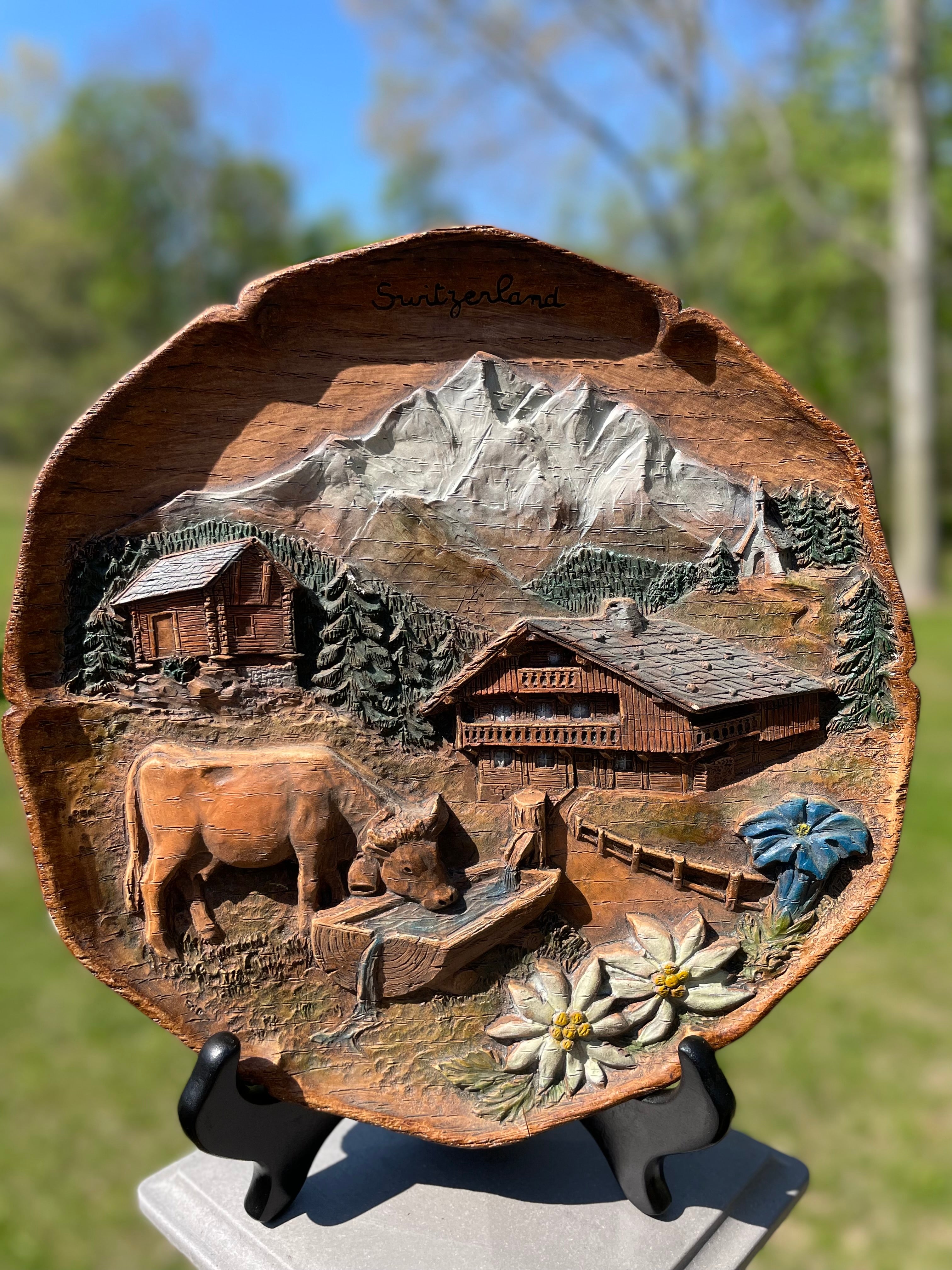 3D Swiss decorative wood resin plate