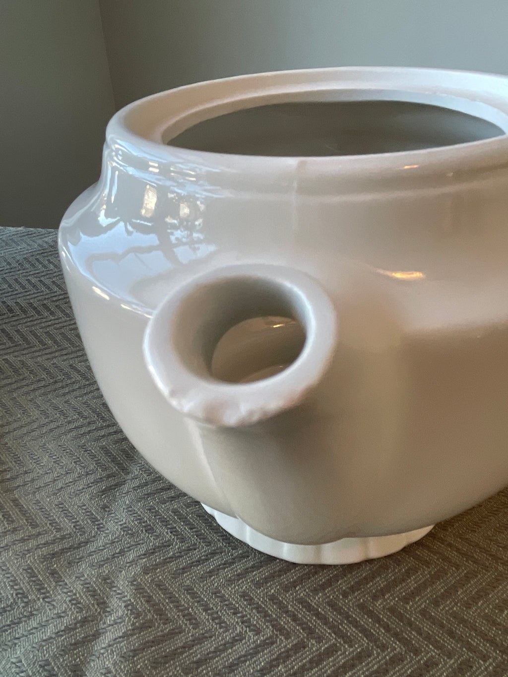 Vintage Porcelier vitreous teapot with embossed Hearth pattern