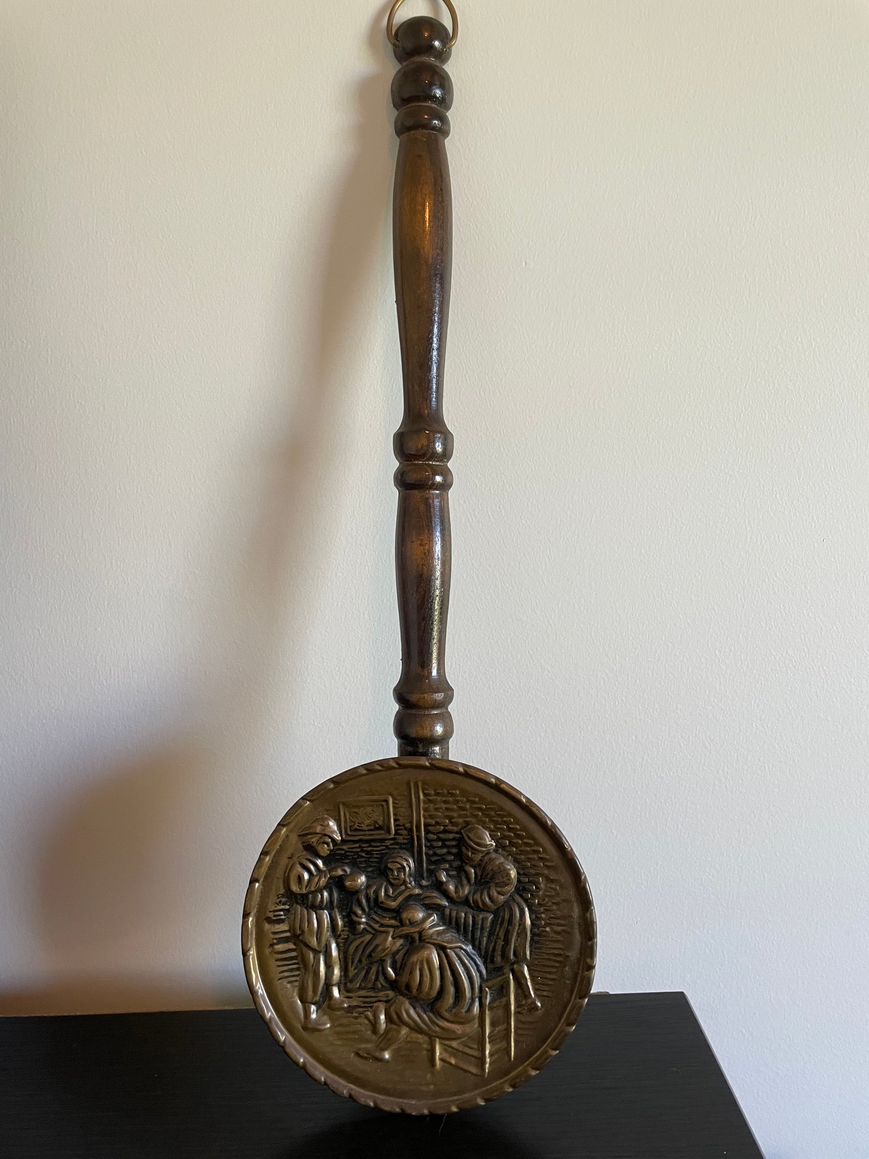 Vintage brass England bed warmer