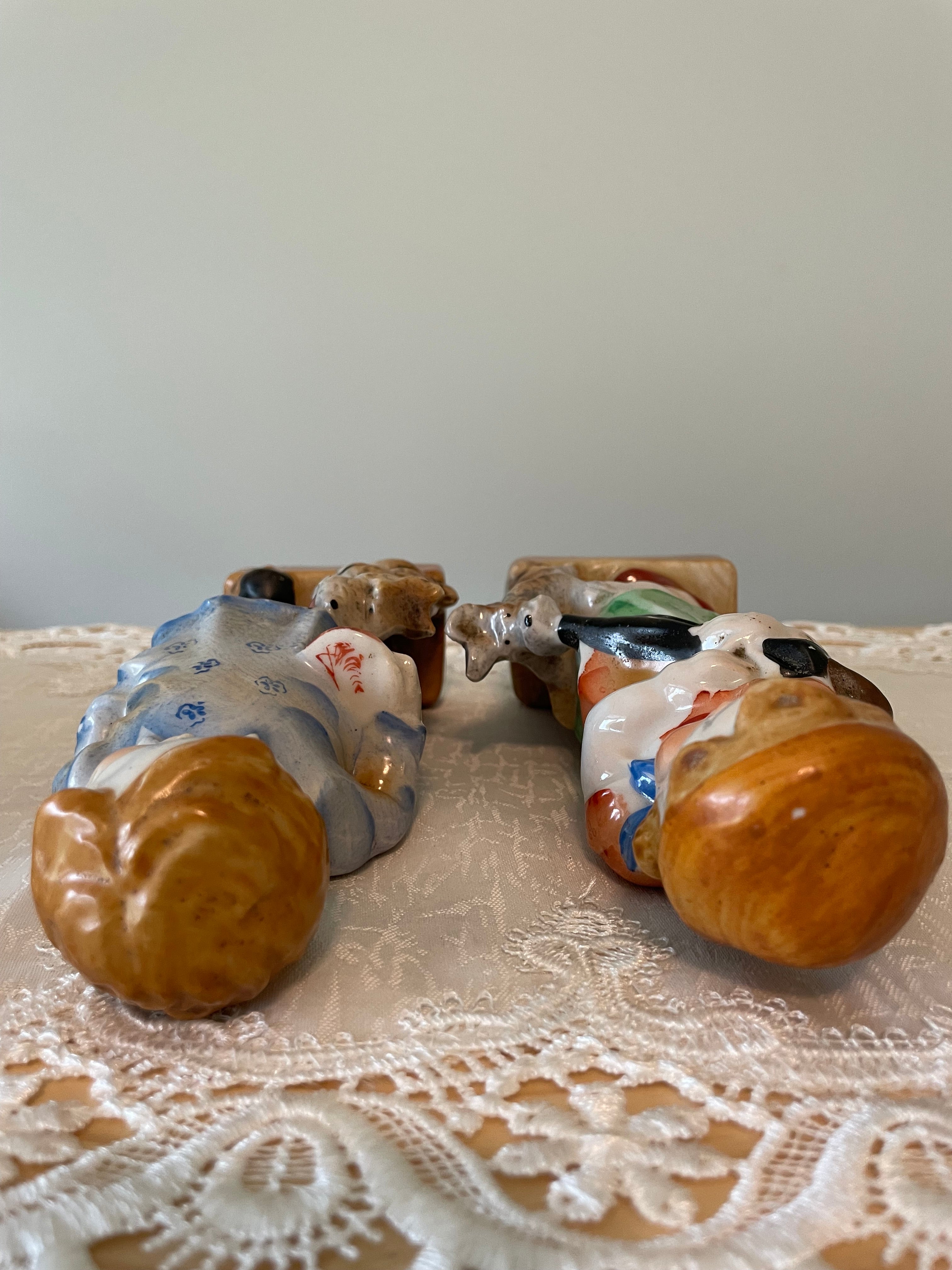 Vintage Japan hand painted boy and girl figurines