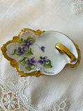 Vintage hand painted violet dish signed Esther Gluklick￼