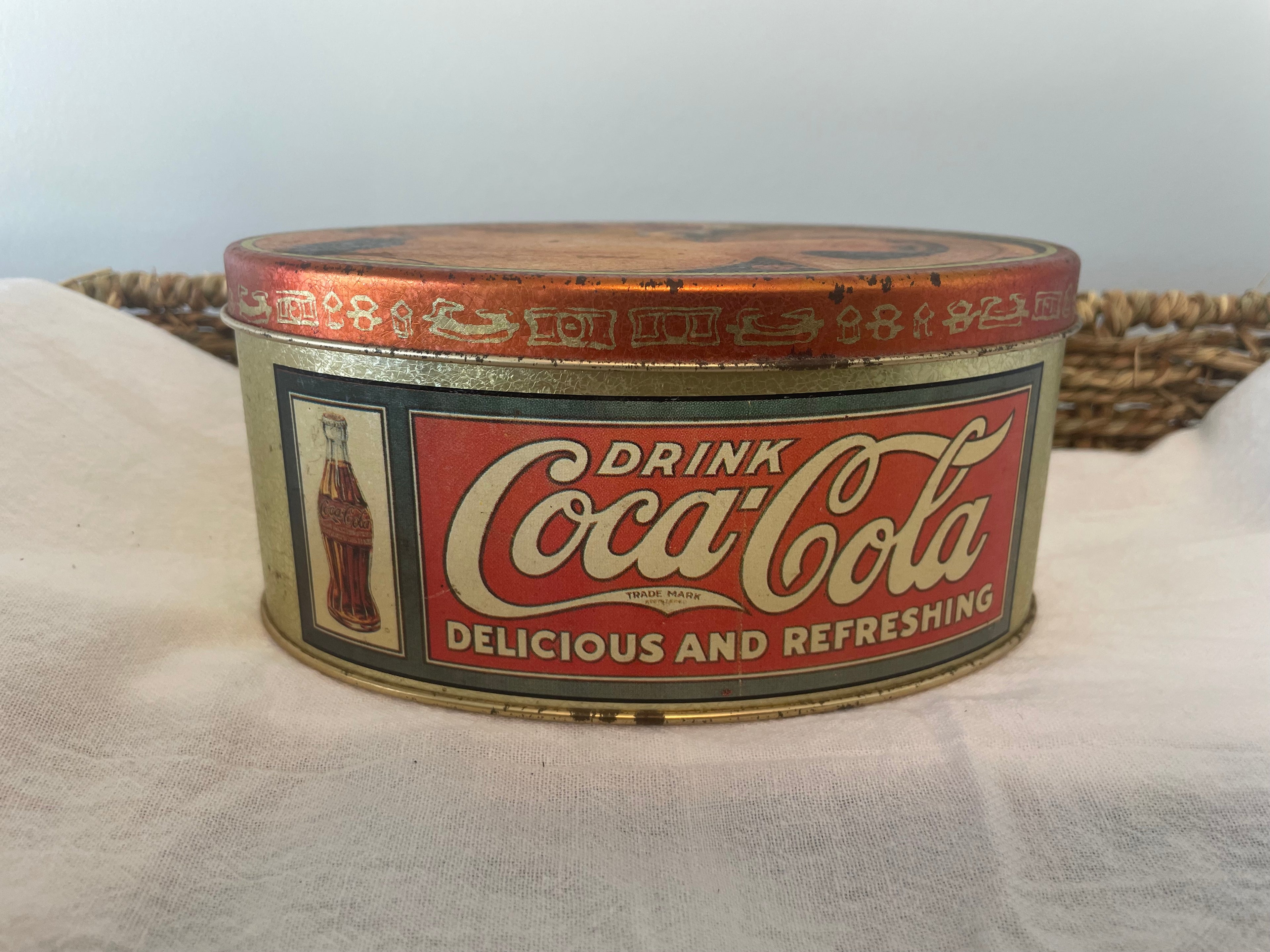 Mid 1990’s Coca-Cola oval gold tin