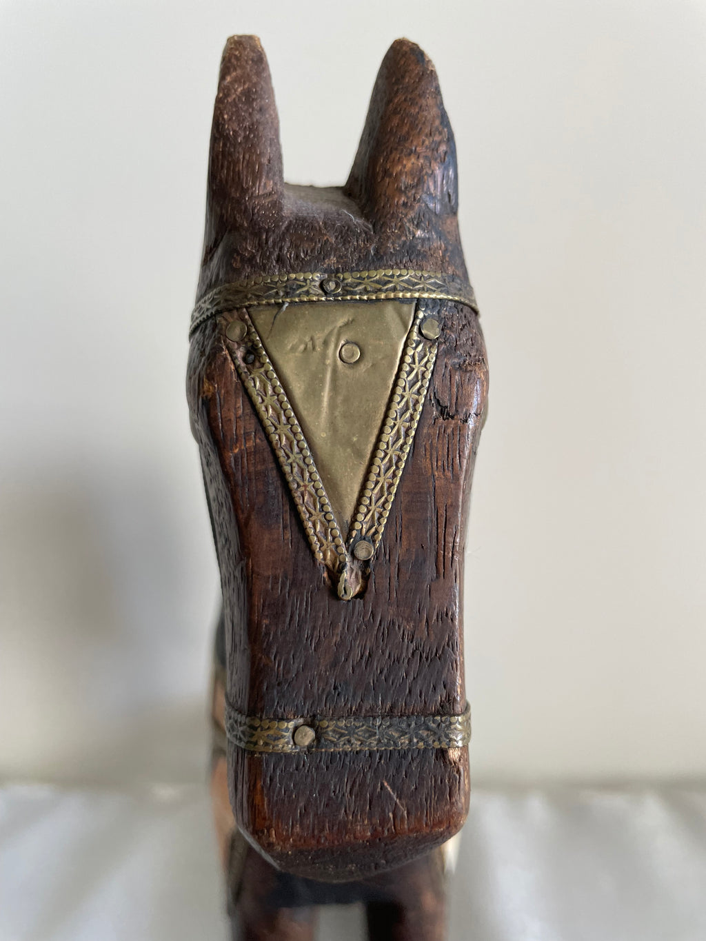 Vintage hand carved wood rocking horse