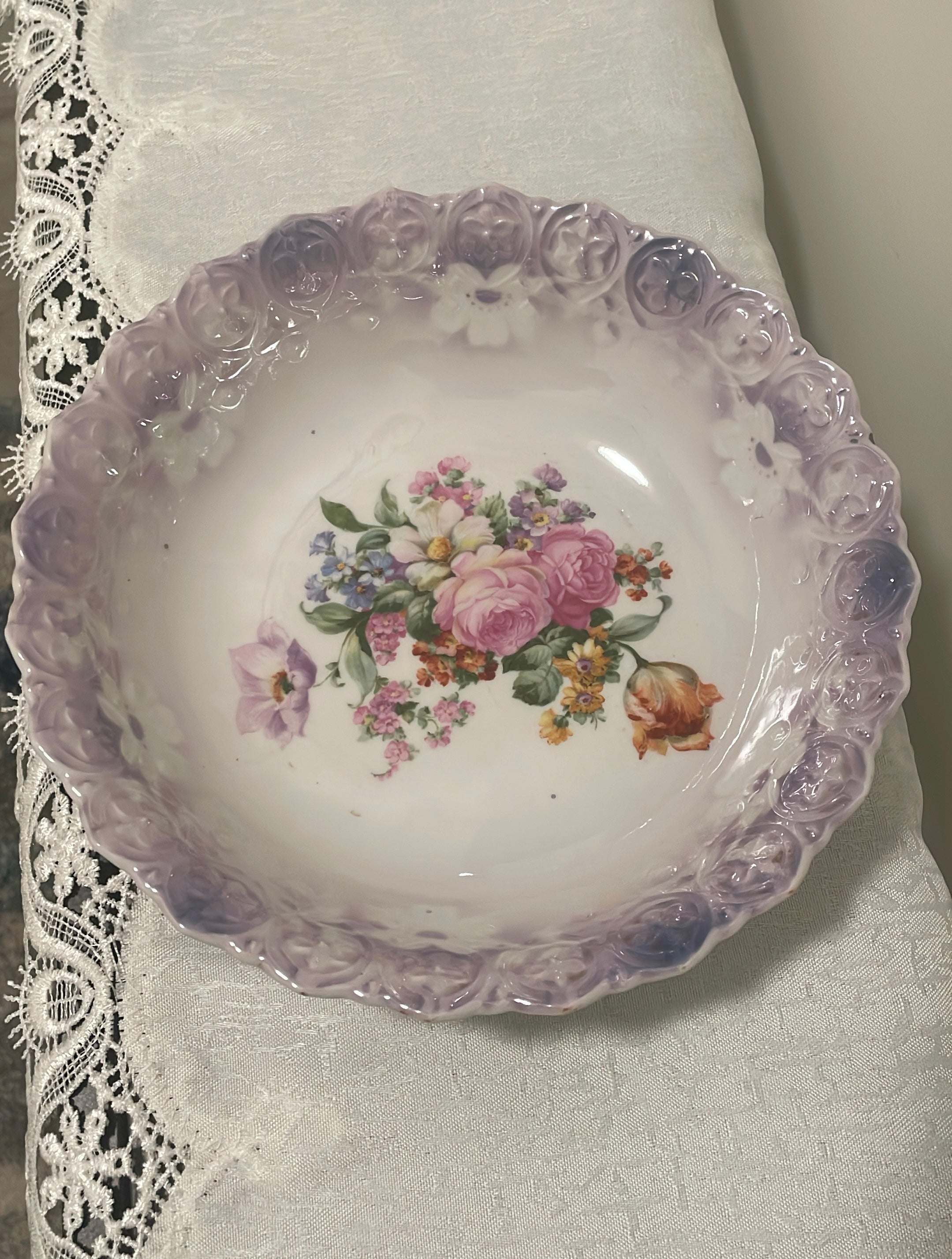Bavaria 5-piece set Porcelain Floral Luster Serving & Berry Bowls