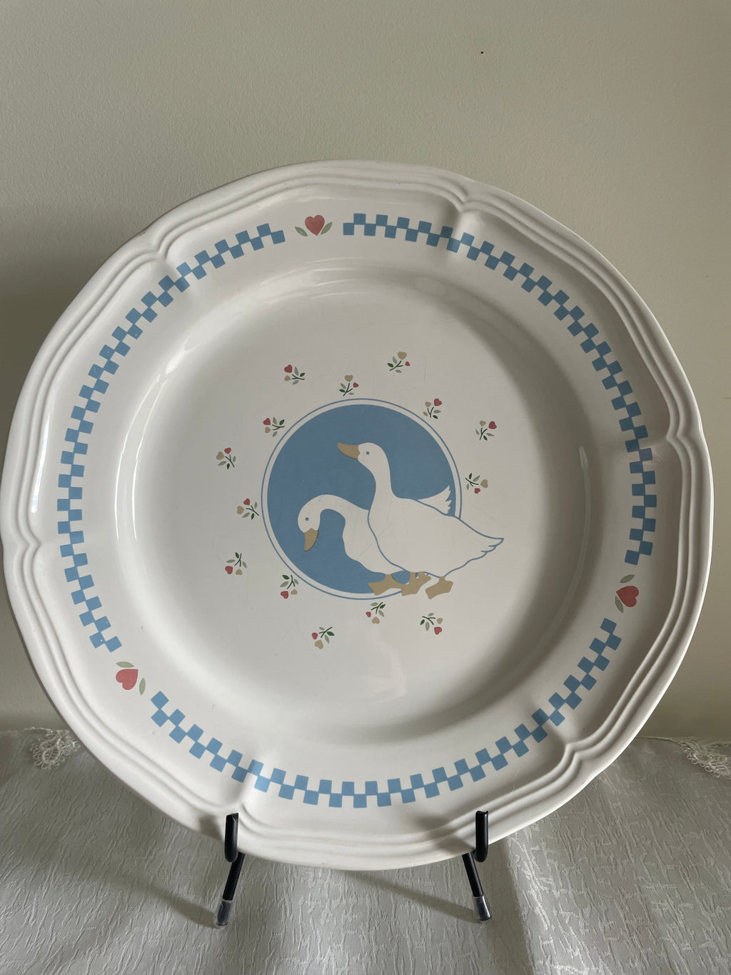 Moonlight goose stoneware plate