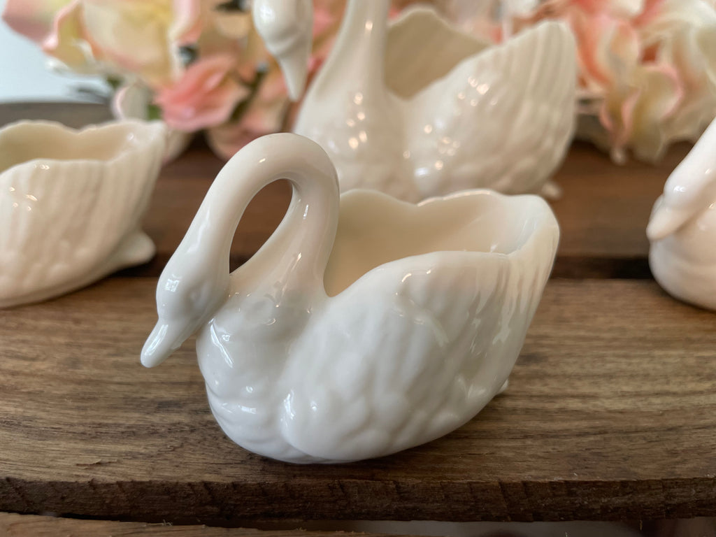 Vintage Lenox Ivory Swans porcelain dish