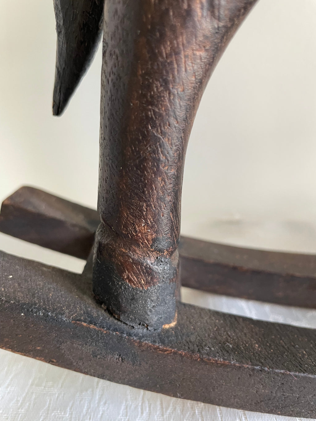 Vintage hand carved wood rocking horse